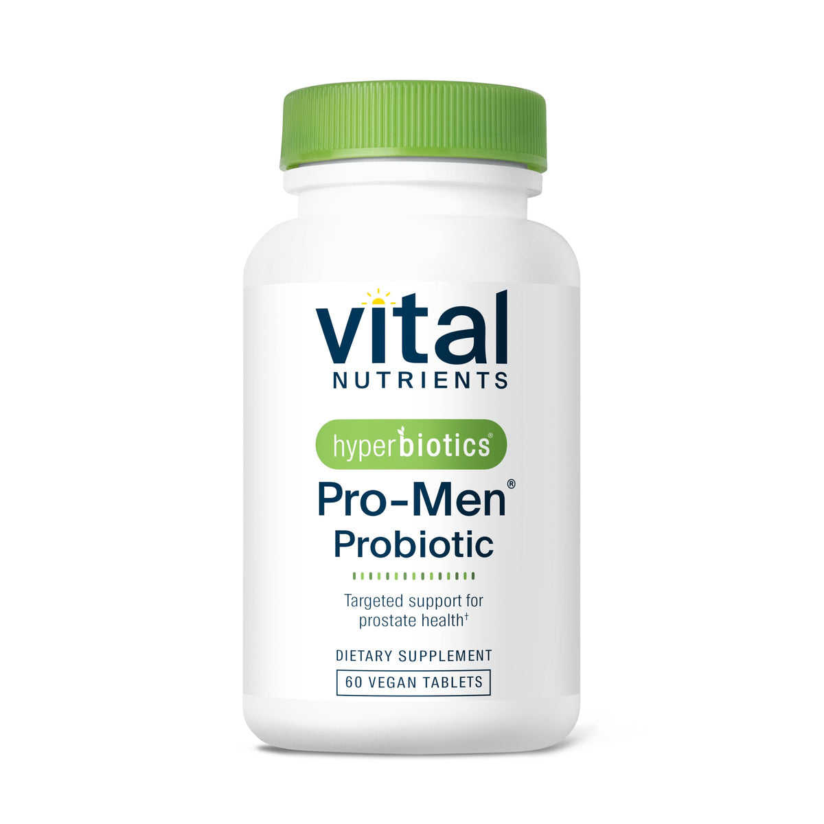 Hyperbiotics Vital Nutrients Pro Men Probiotics: botella apta para uso diario y balance intestinal.
