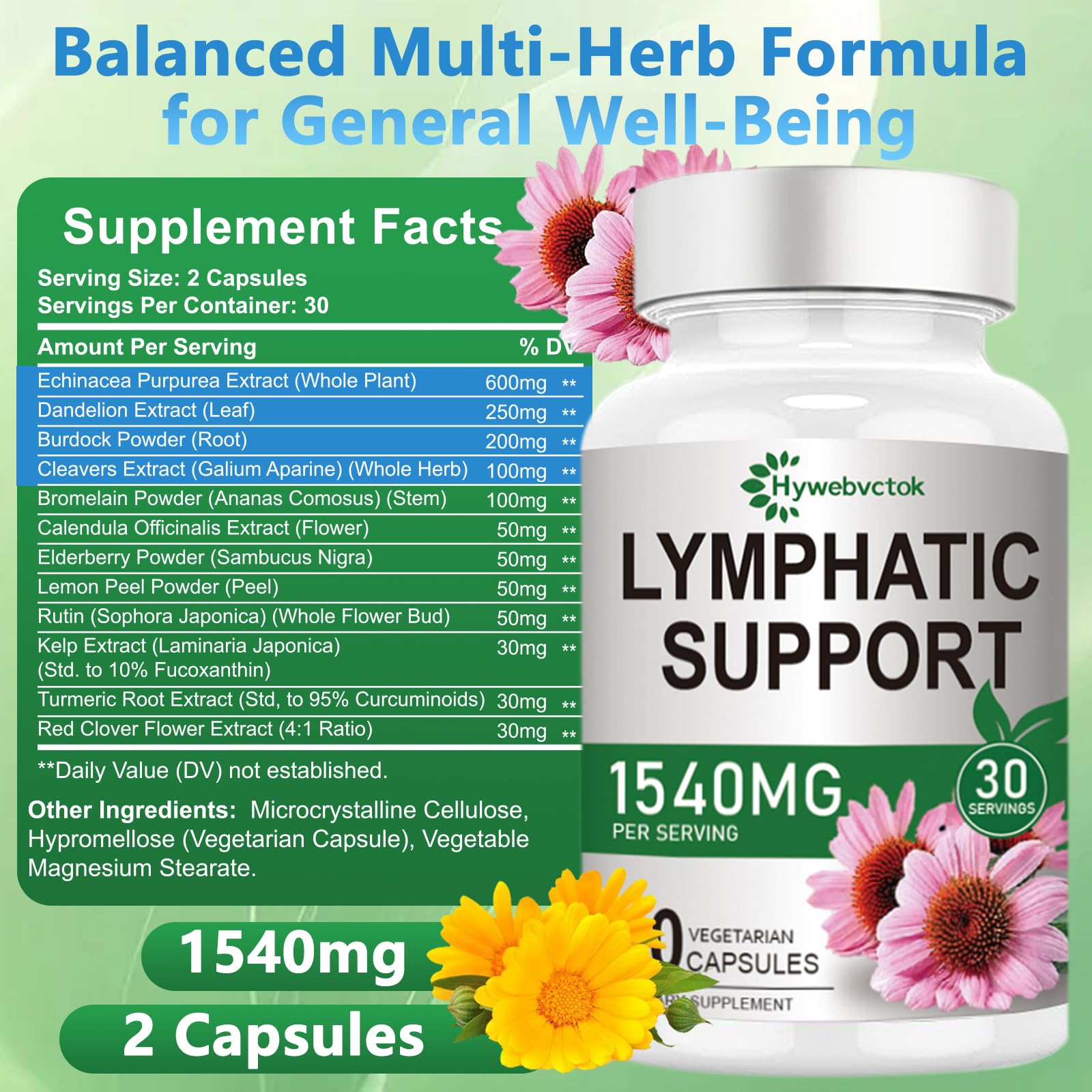 Hywebvctok mezcla herbal de 12 hierbas para apoyo natural al bienestar.