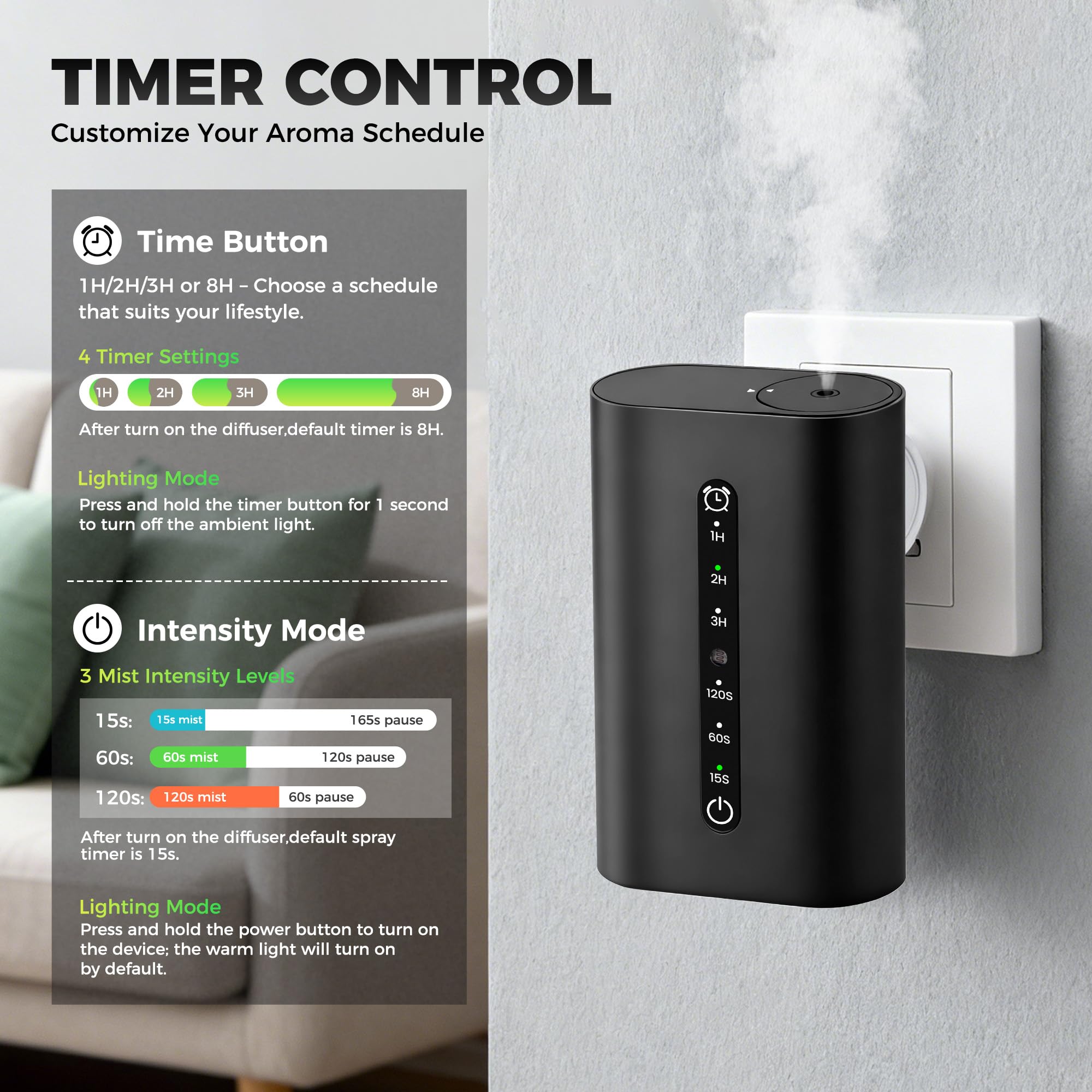 HZQVA difusor de aroma funciona en silencio, ideal para dormir.