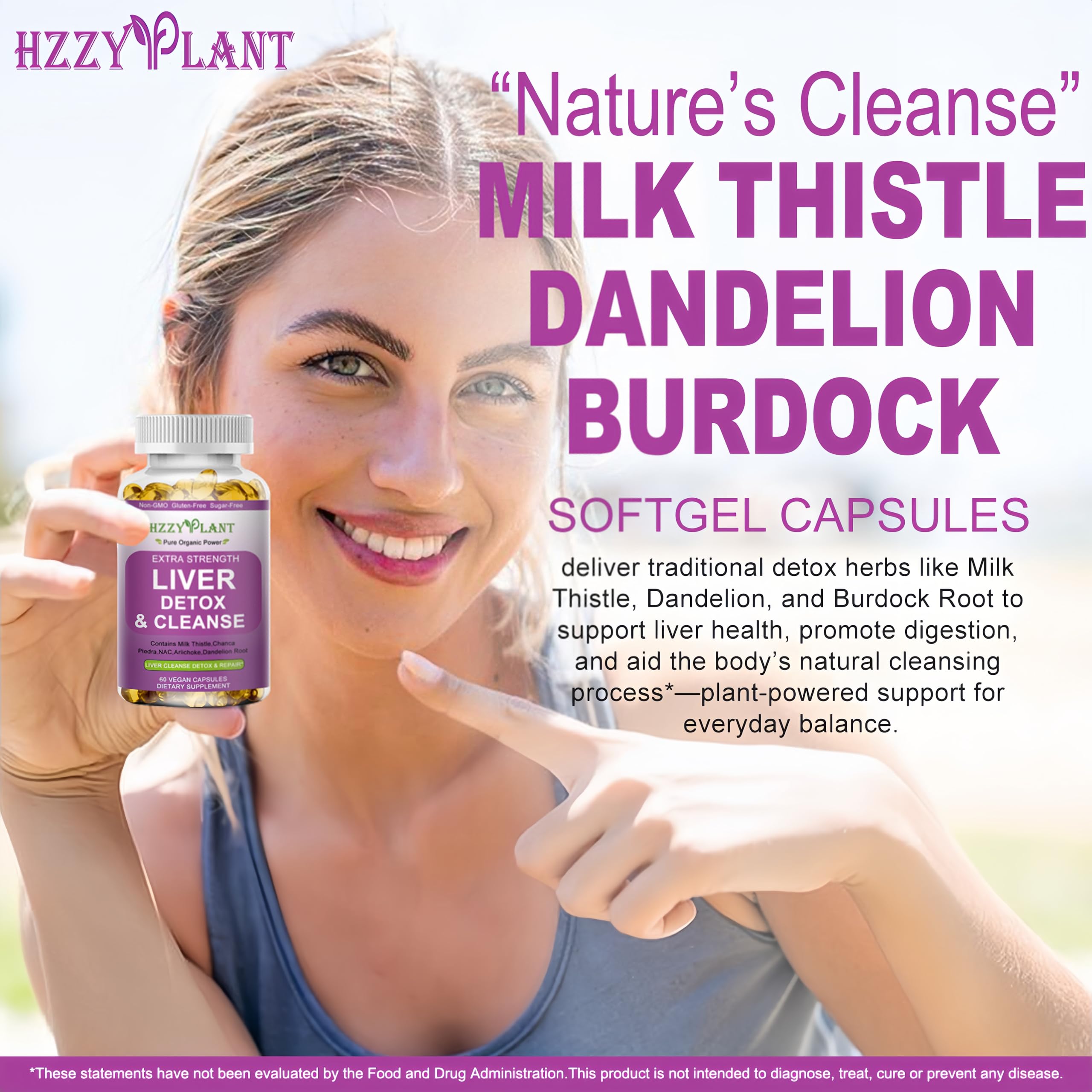 HZZYPLANT ingredientes clave cardo mariano NAC para detox suave.