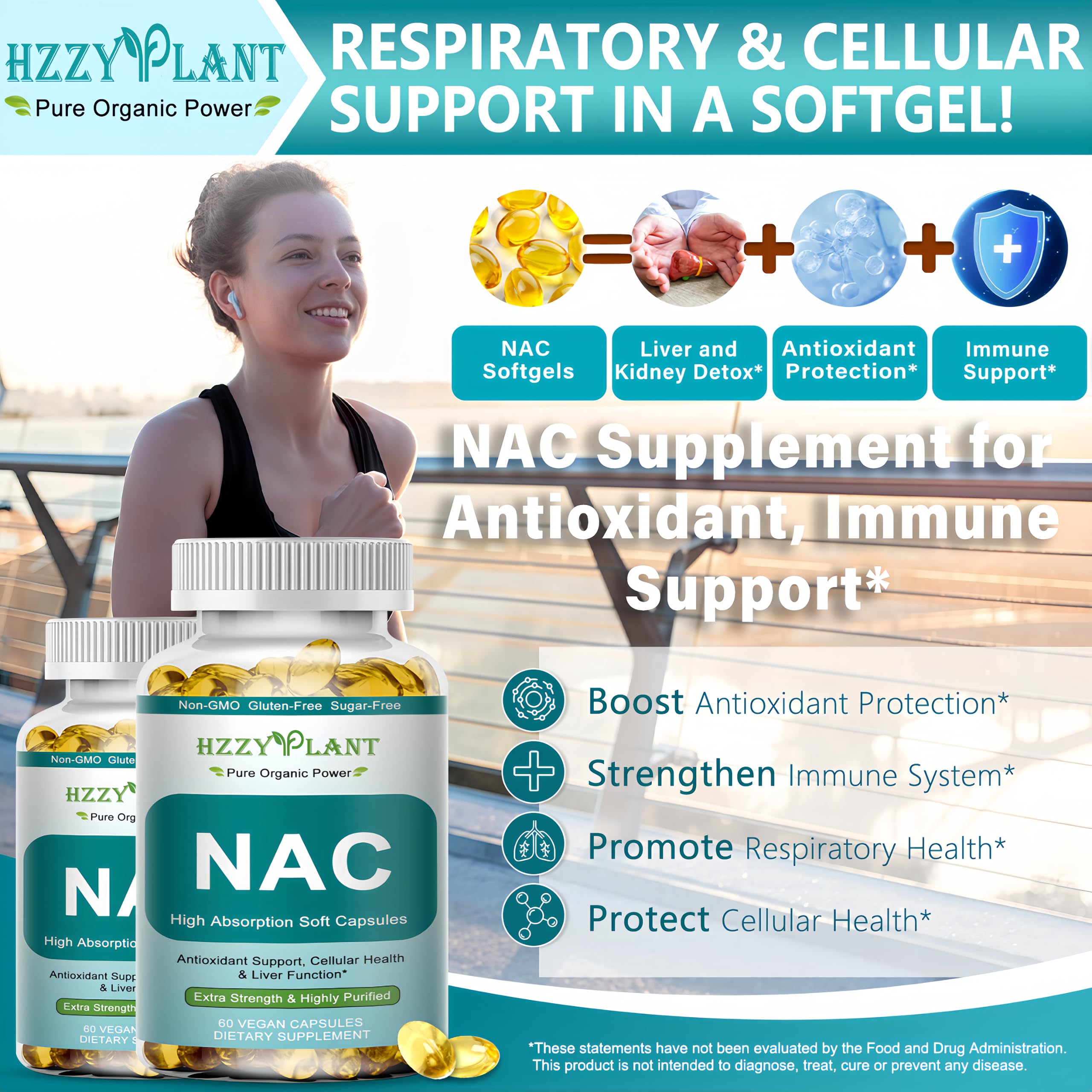 NAC de HZZYPLANT apoyo al cuidado del hígado y defensa antioxidante