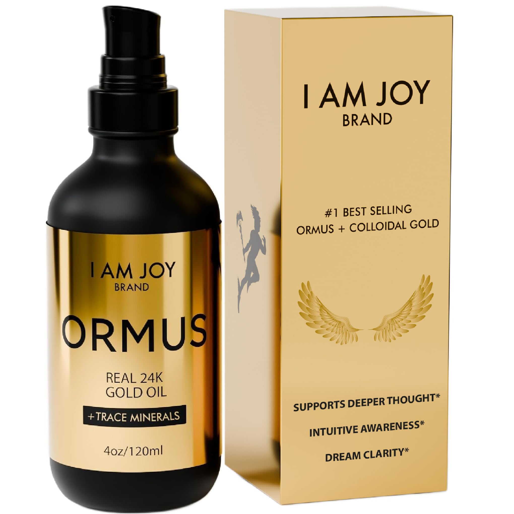 I Am Joy Co. Ormus Gold Oil monoatomico – uso nocturno para claridad mental y sueño.