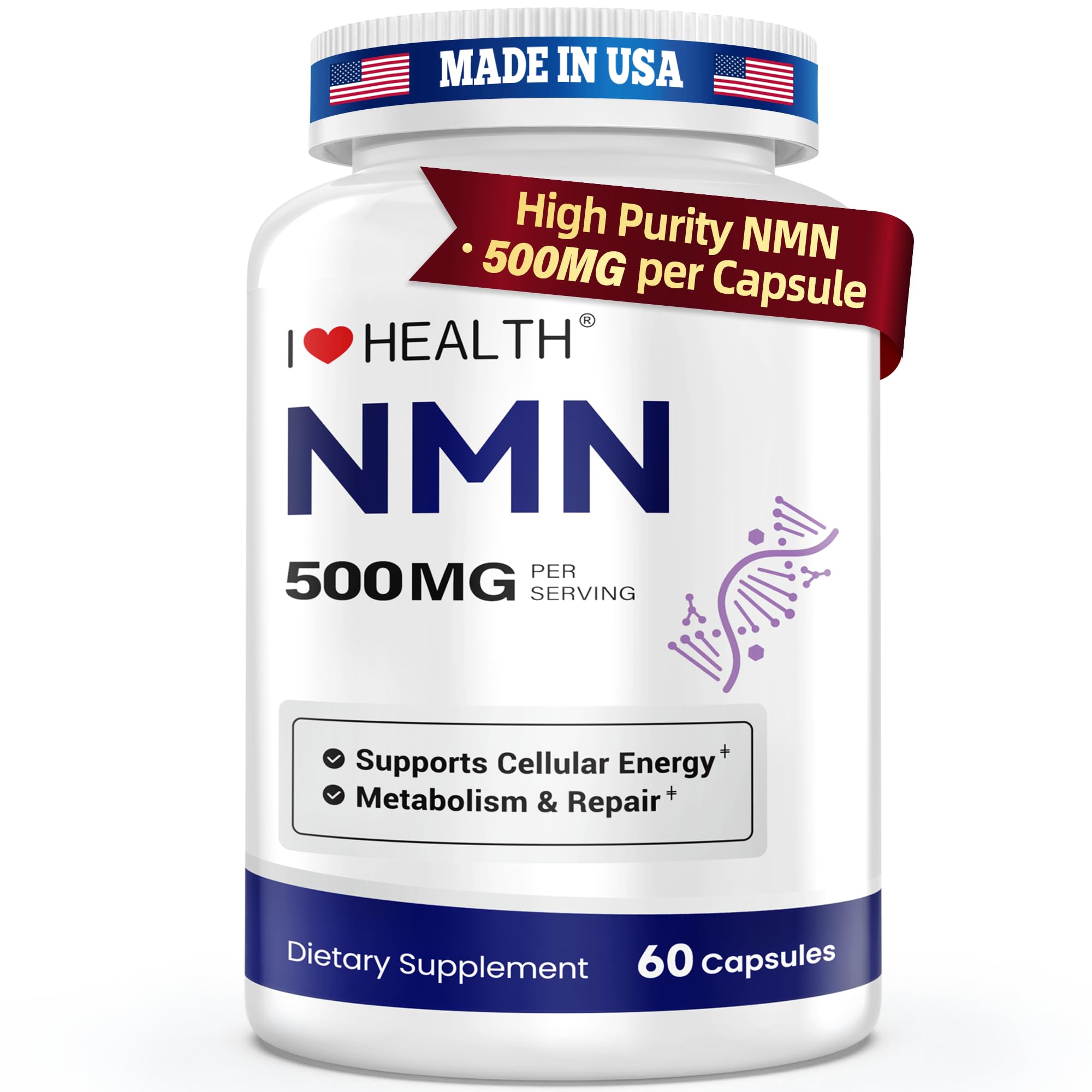 I LOVE HEALTH NMN 500MG cápsula dosis, posible apoyo a energía diaria