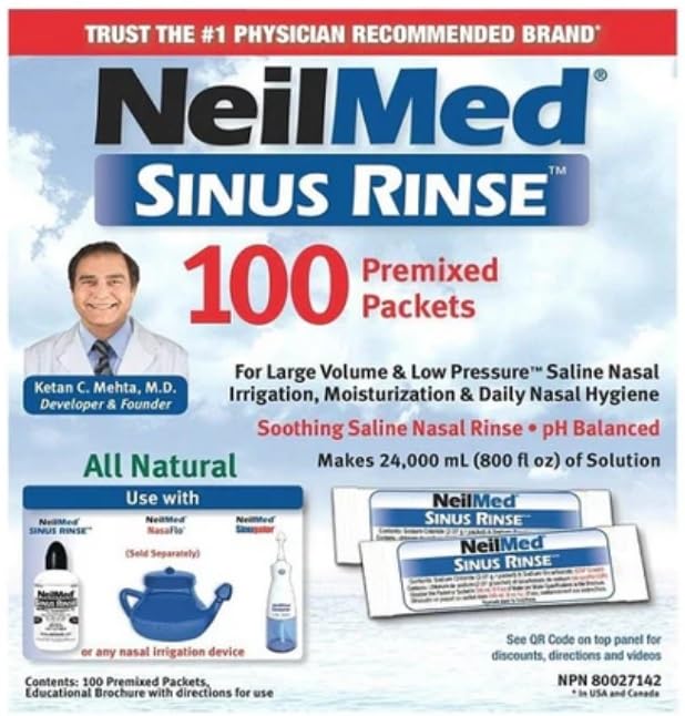 Iaerlllt NeilMed Sinus Rinse: bote exprimible para limpieza nasal suave y diaria.
