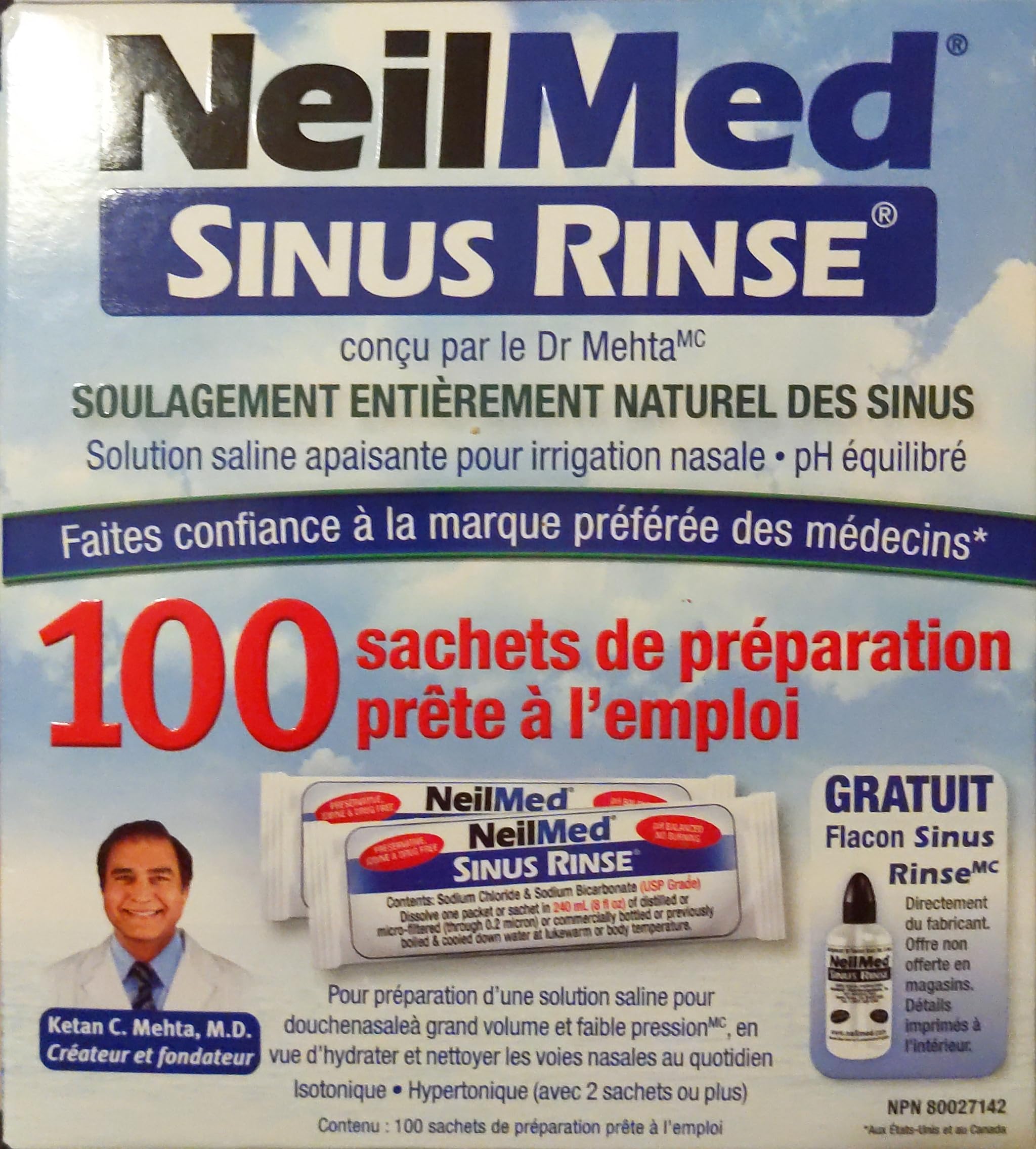 Iaerlllt NeilMed Sinus Rinse: solución salina lista para uso cómodo.