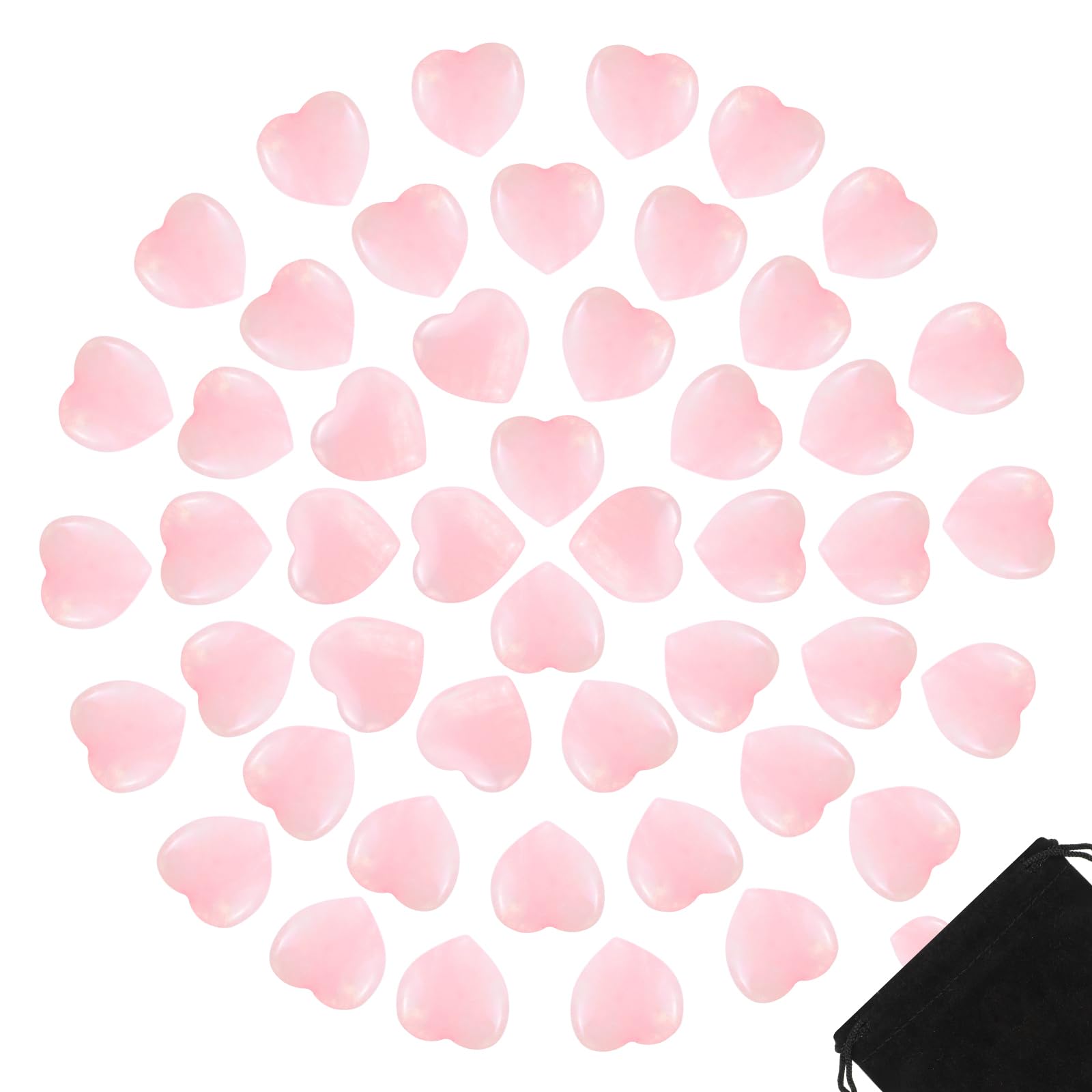 IANFAN: corazones de cuarzo rosa de 0,8 pulgadas para llevar como amuleto calmante.