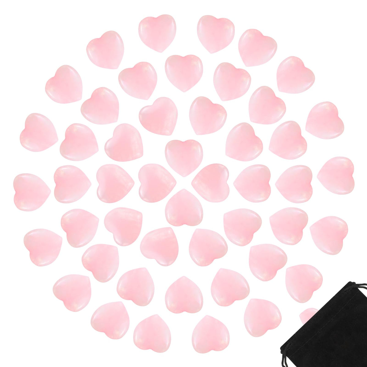 IANFAN: corazones de cuarzo rosa de 0,8 pulgadas para llevar como amuleto calmante.