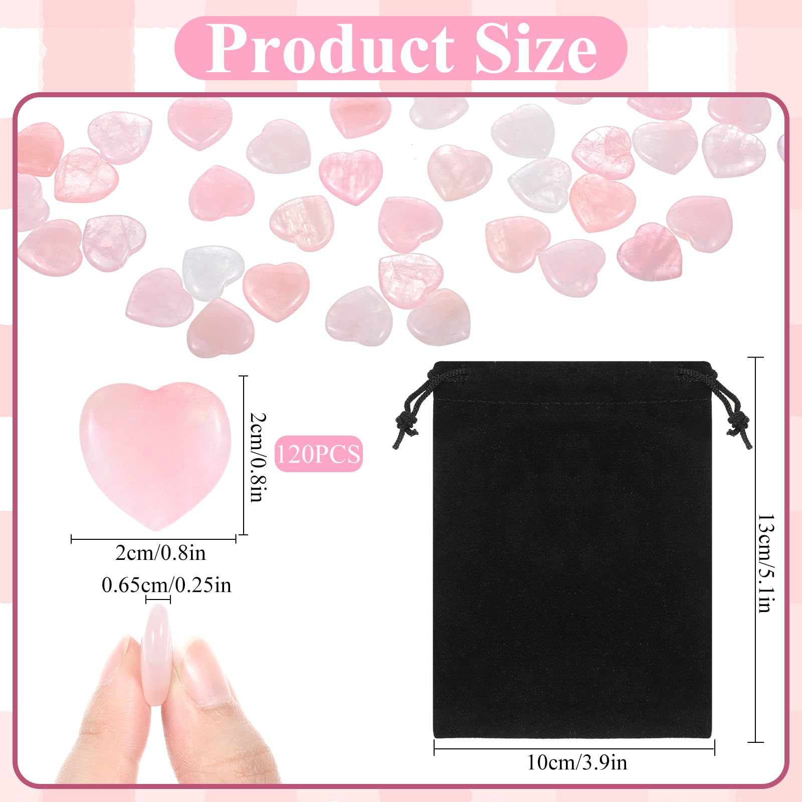 IANFAN: piedras corazón de cuarzo rosa, ideales para colección.