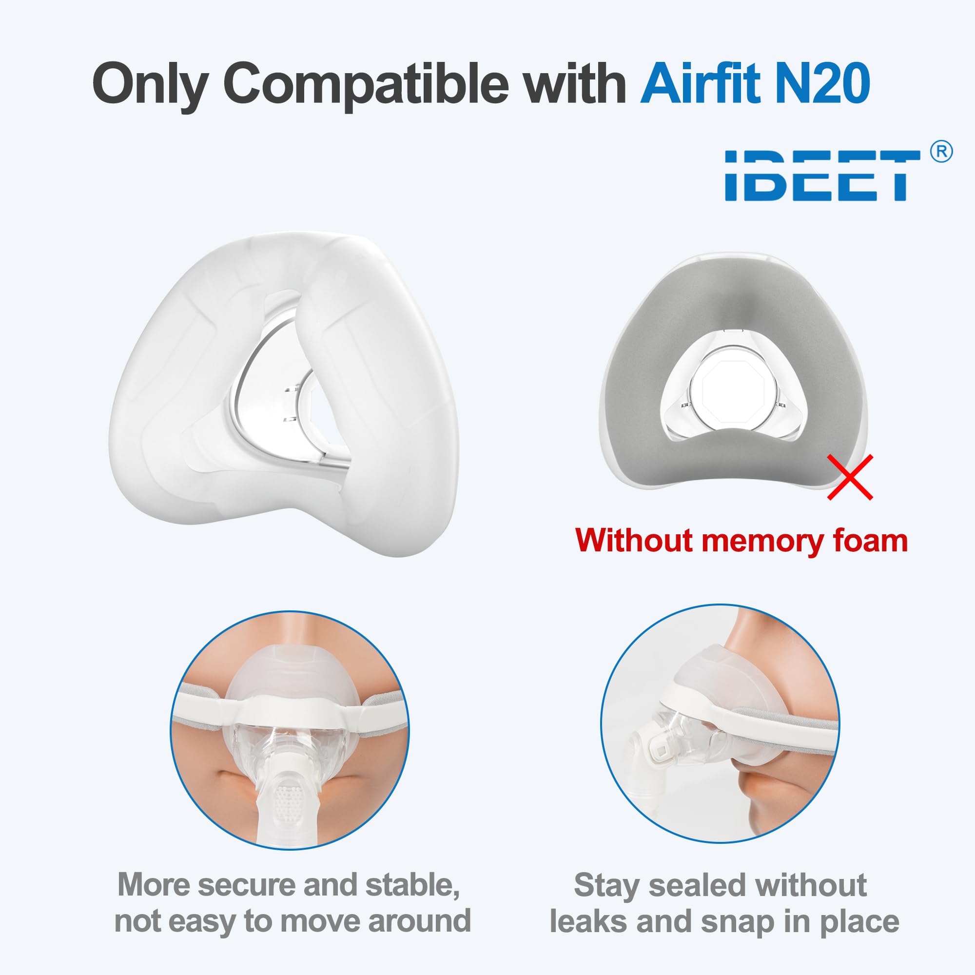 IBEET sello de aire para Airfit N20 Grande, mejora el sellado a distintas presiones.