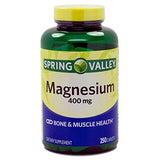 IBQIBQ Spring Valley Magnesium 400 mg, envase de 250 tabletas para apoyo nervioso y muscular