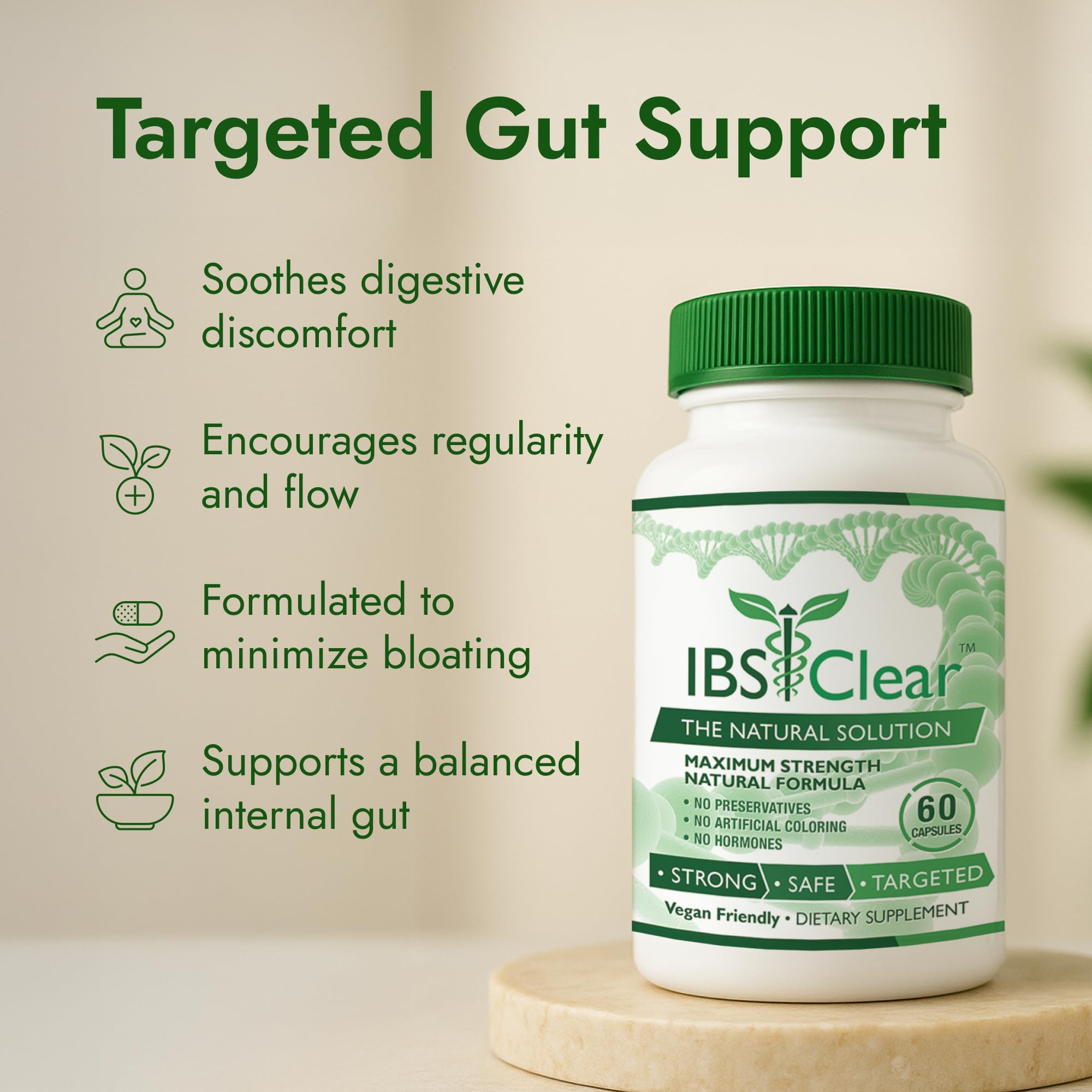 IBS Clear psyllium y menta, ingredientes para apoyar la regularidad.