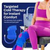 Ice Box envoltura de rodilla ergonómica, ajuste seguro para movimiento durante terapia.