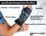 Ice It! MaxCOMFORT correa ajustable elástica para un ajuste cómodo durante la terapia.