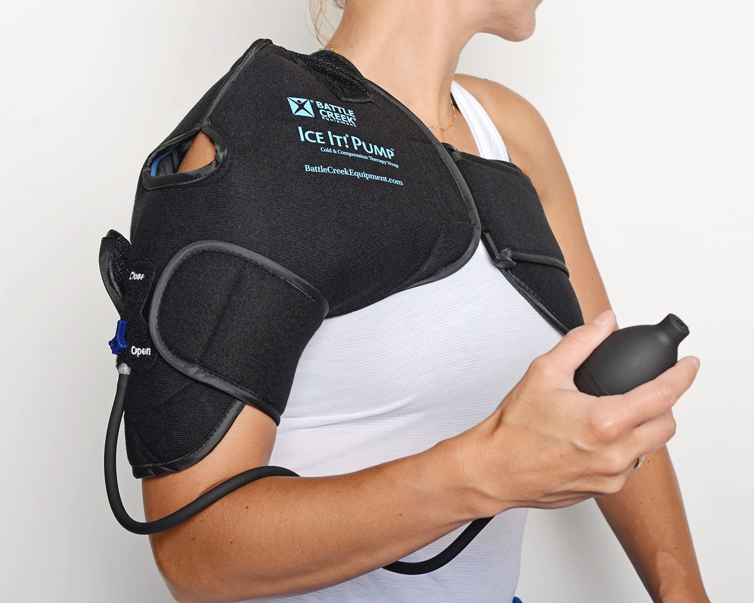 Ice It! Pump: envoltura de hombro con frío y compresión para alivio localizado.