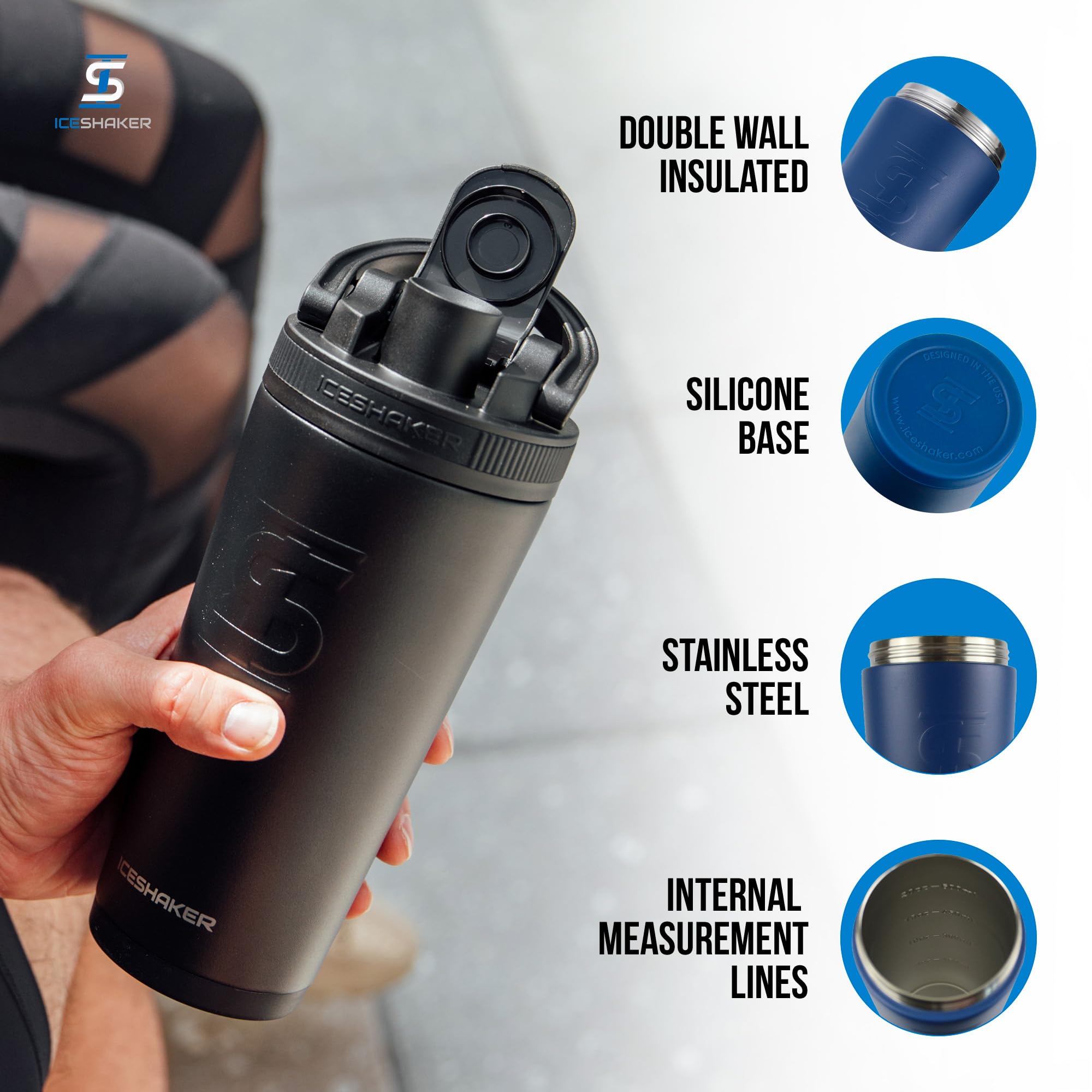 Ice Shaker agitador giro-on facilita mezclas suaves y sin grumos.
