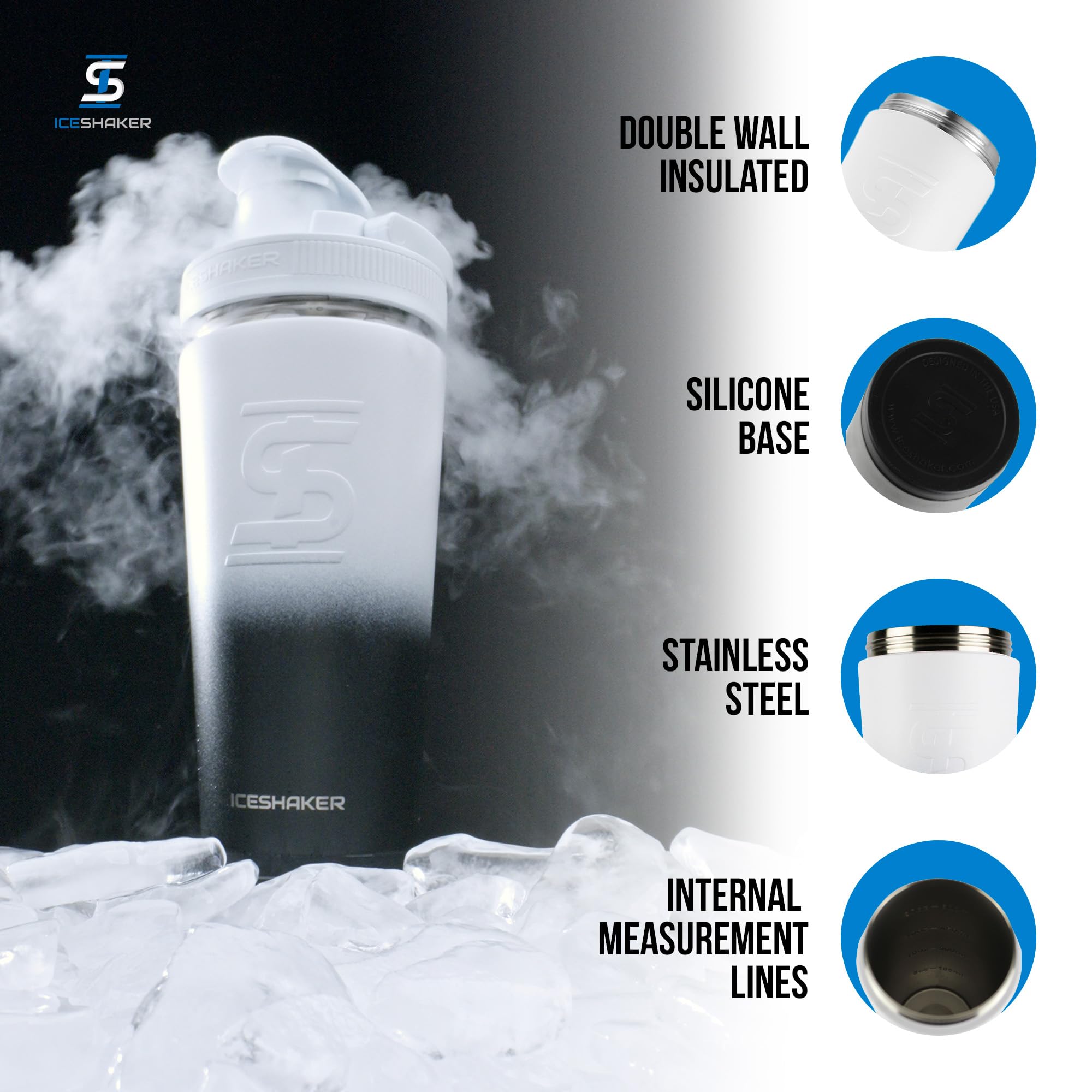 Ice Shaker agitador tornillo cierre, diseño de mezcla sin esfuerzo.