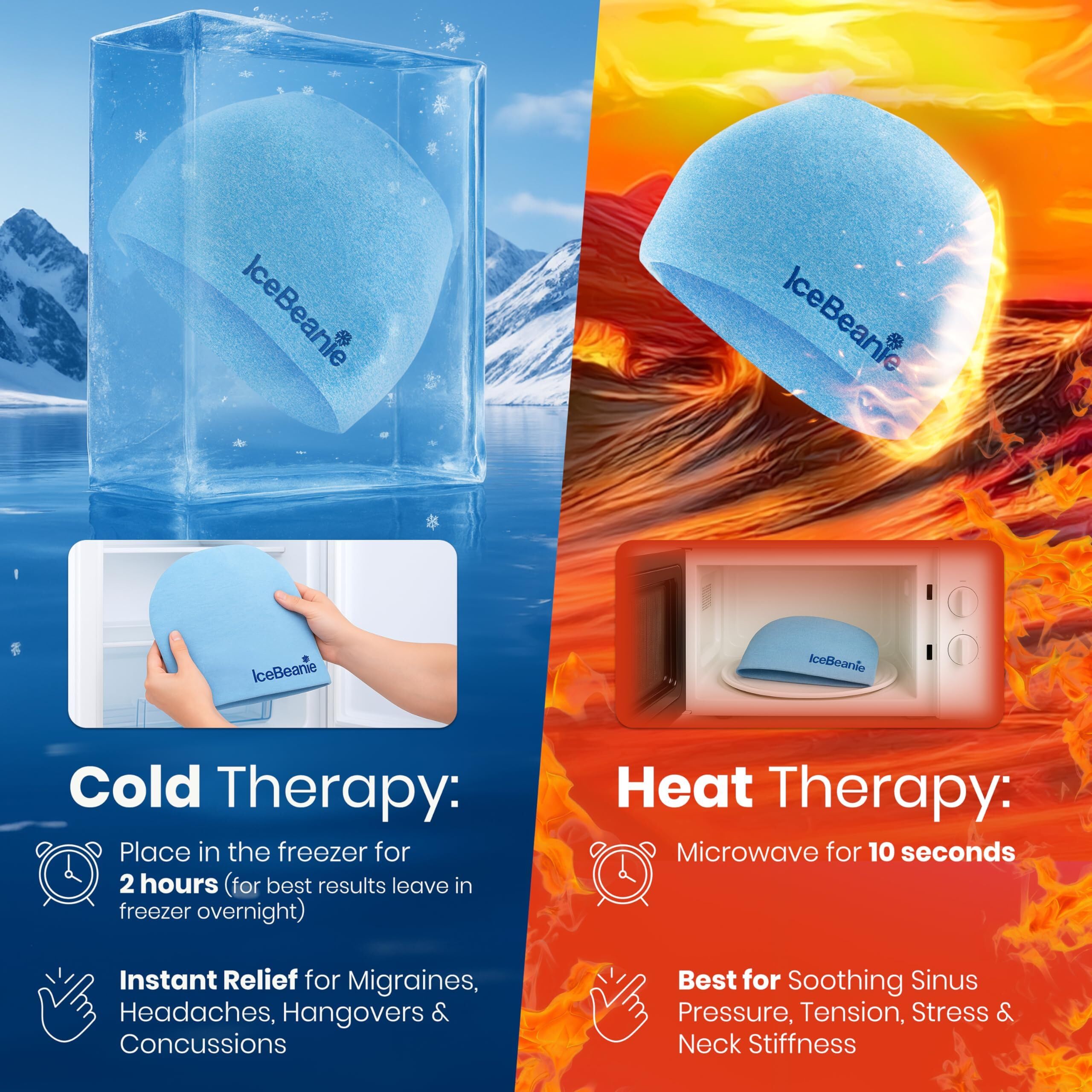 IceBeanie-ajuste-seguro-cabeza se mantiene en su lugar