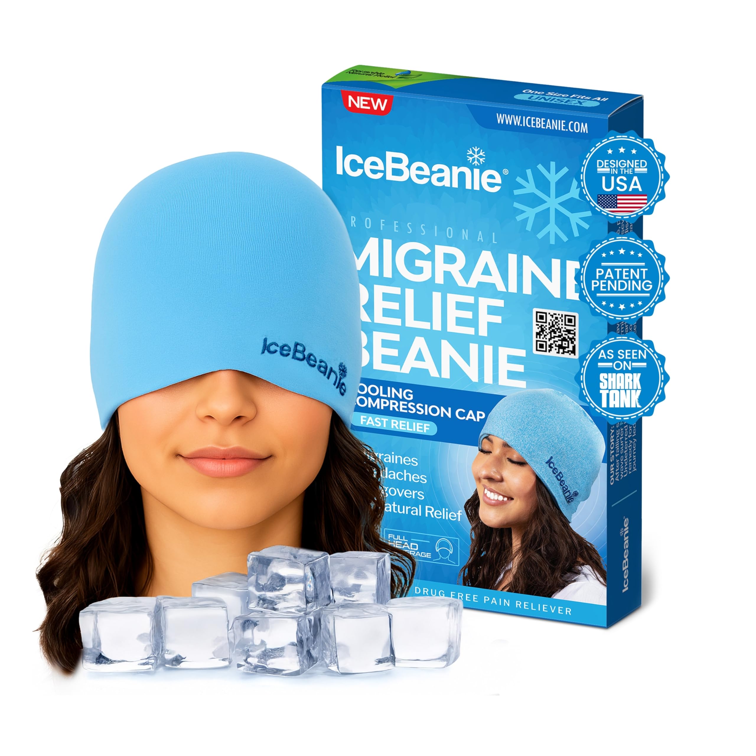 IceBeanie con cobertura-360-cabeza-ojos para alivio de migrañas
