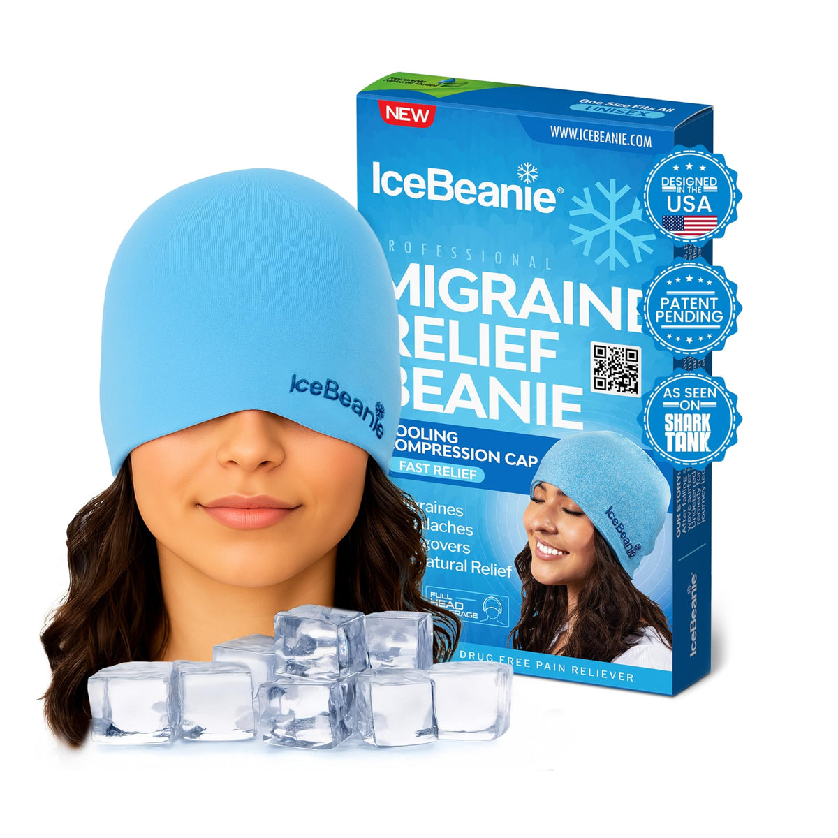 IceBeanie con cobertura-360-cabeza-ojos para alivio de migrañas