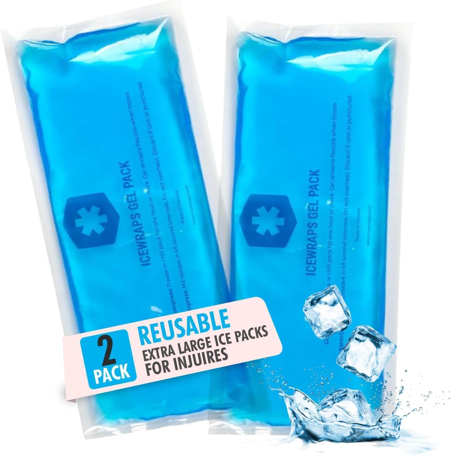 ICEWRAPS bolsas de gel 6x12 en empaque, lista para uso en casa