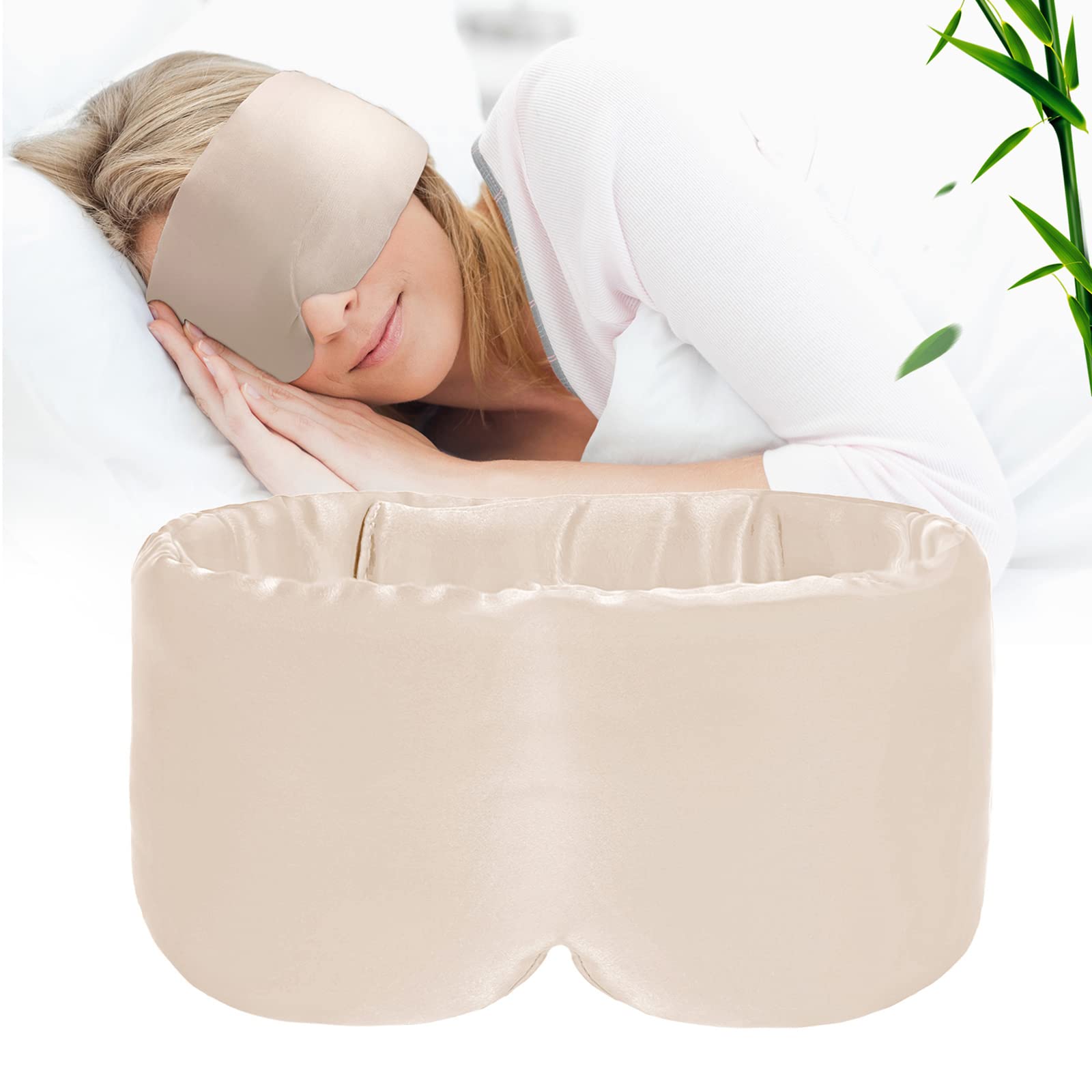 icoobreeze mascarilla para dormir bambu color albaricoque bloquea la luz para descansar mejor