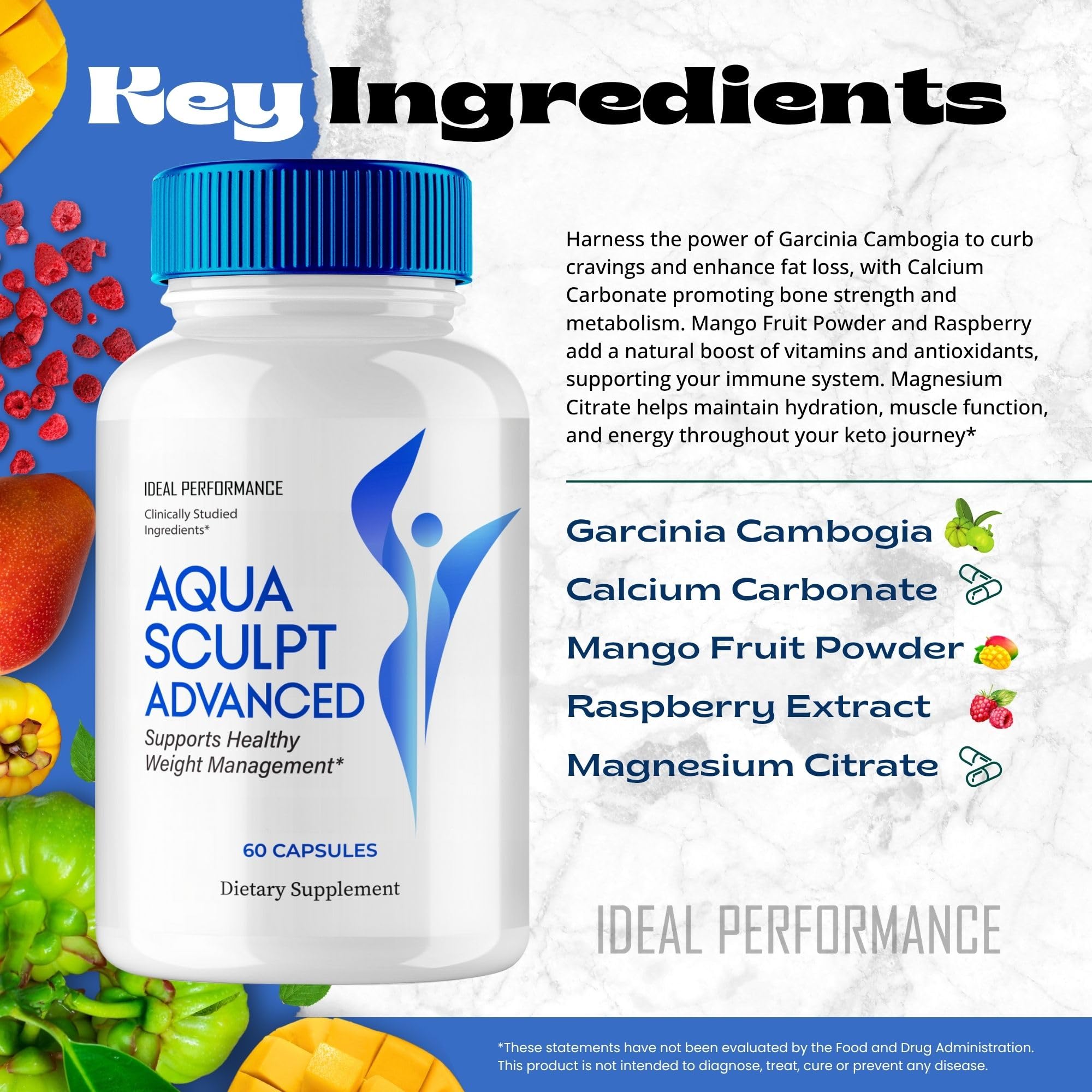 IDEAL PERFORMANCE Aqua Sculpt cápsulas en mano, tamaño práctico para dosificación.