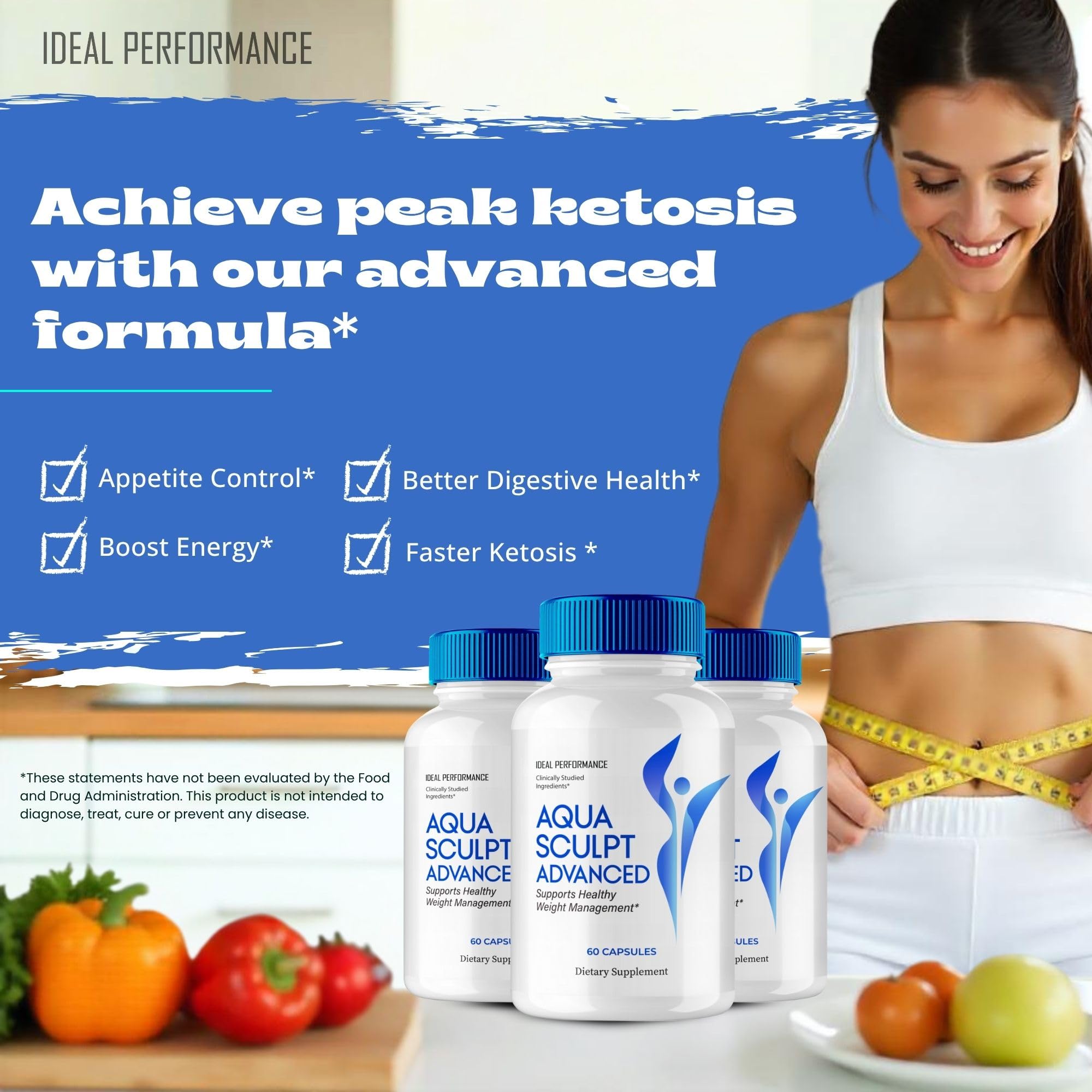 IDEAL PERFORMANCE Aqua Sculpt etiqueta detallada, claridad y estilo.