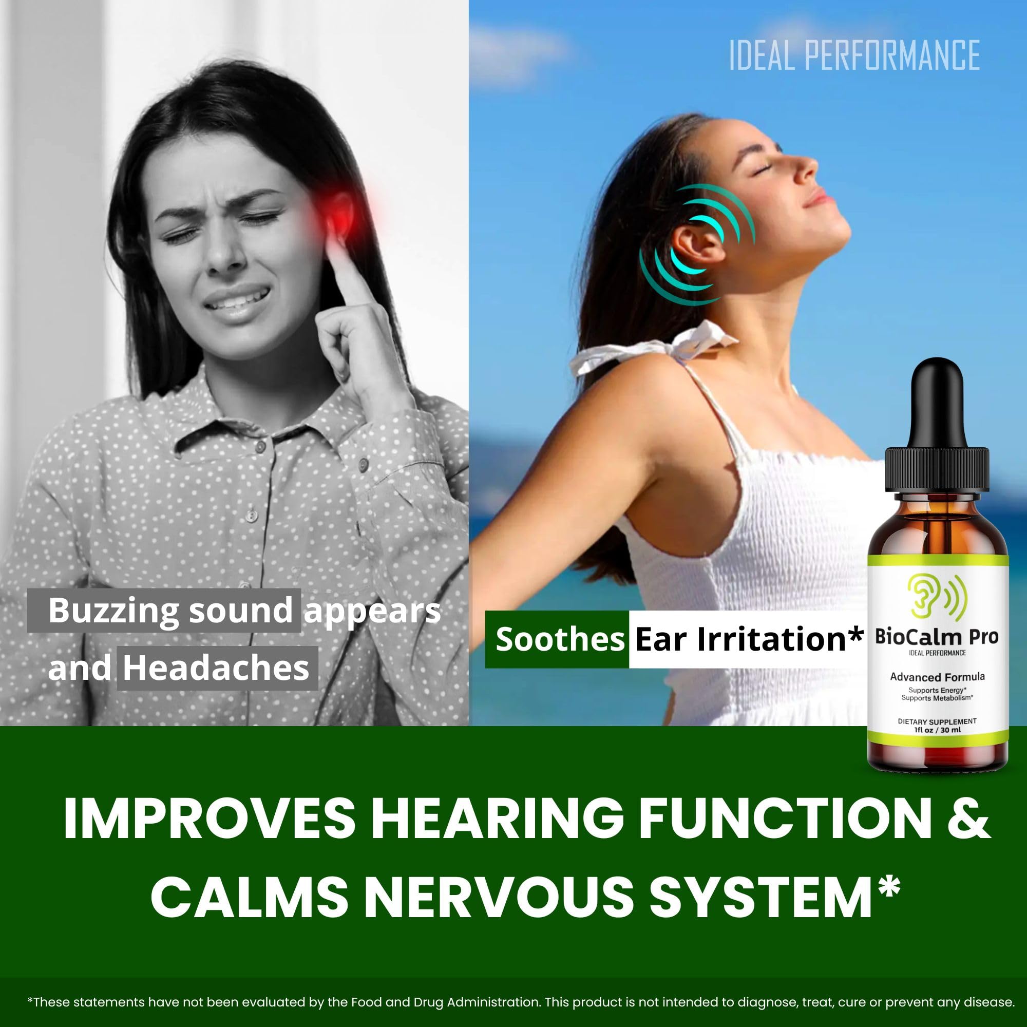 IDEAL PERFORMANCE Bio Calm Pro Tinnitus Drops expositor, útil para tiendas