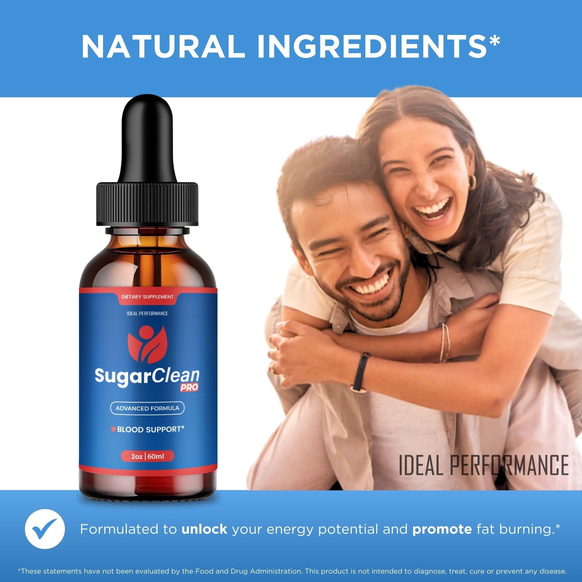 IDEAL PERFORMANCE Sugar Clean Pro Drops composición natural de ingredientes.