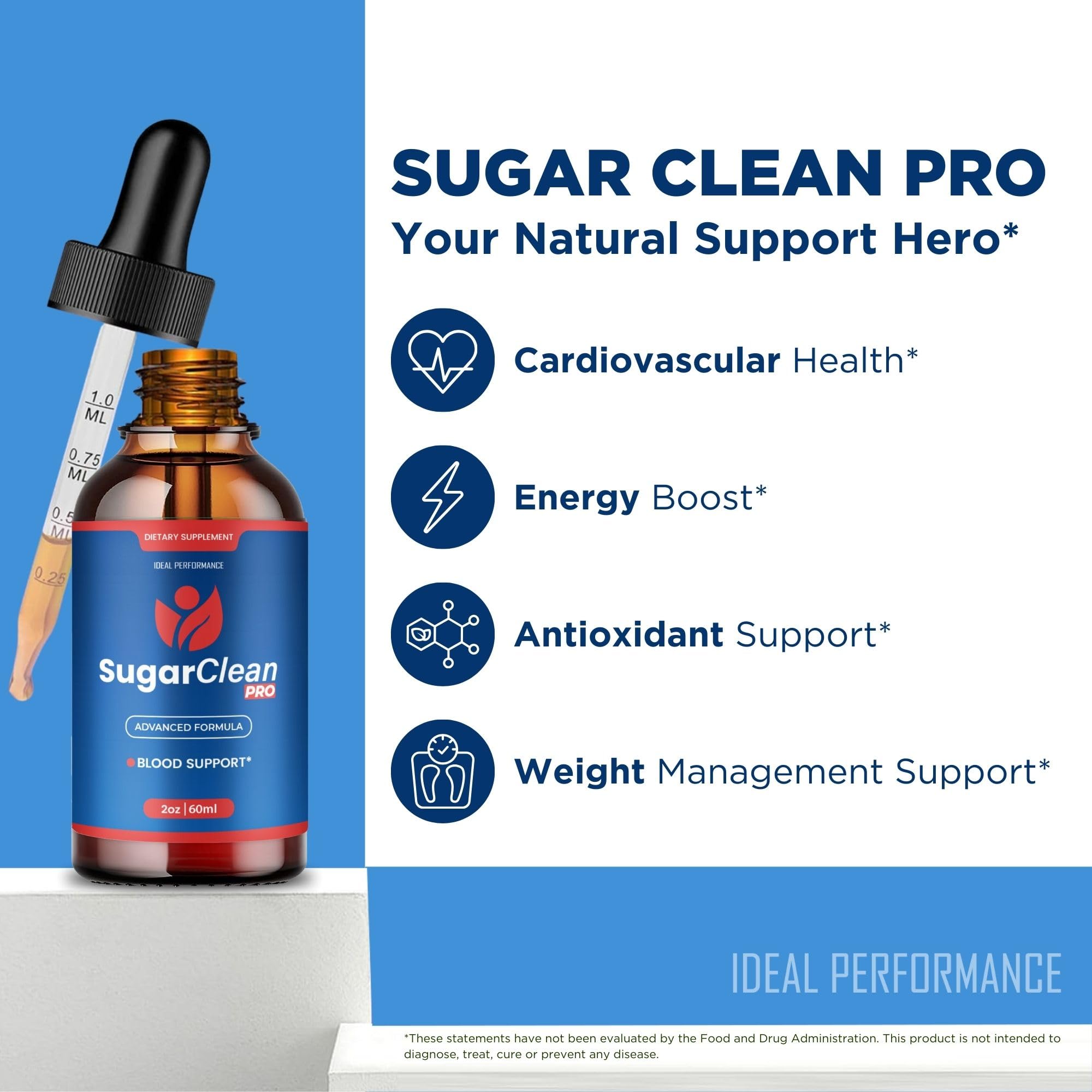 IDEAL PERFORMANCE Sugar Clean Pro Drops caja de empaque.