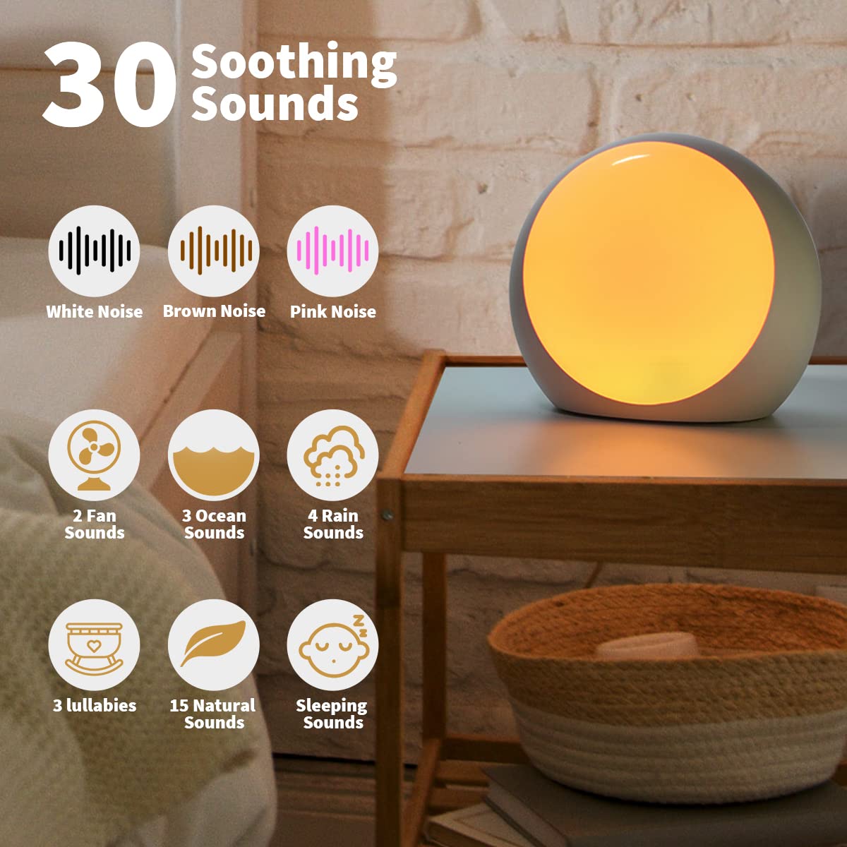 iDealSleep iluminación nocturna en 12 colores para calma nocturna.