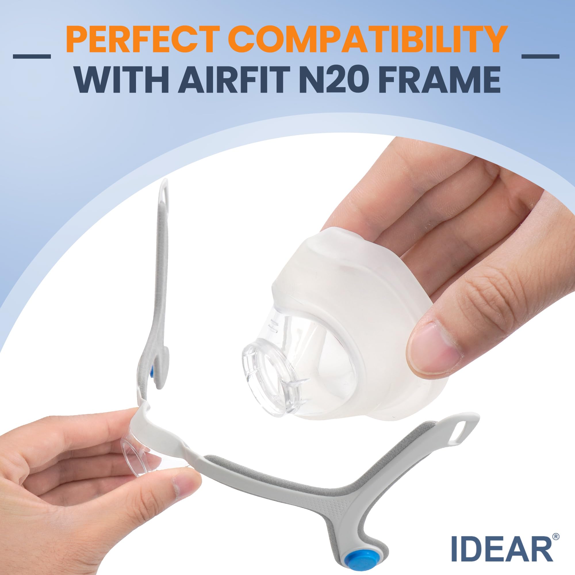 IDEAR cojin nasal de silicona médica suave para comodidad constante.