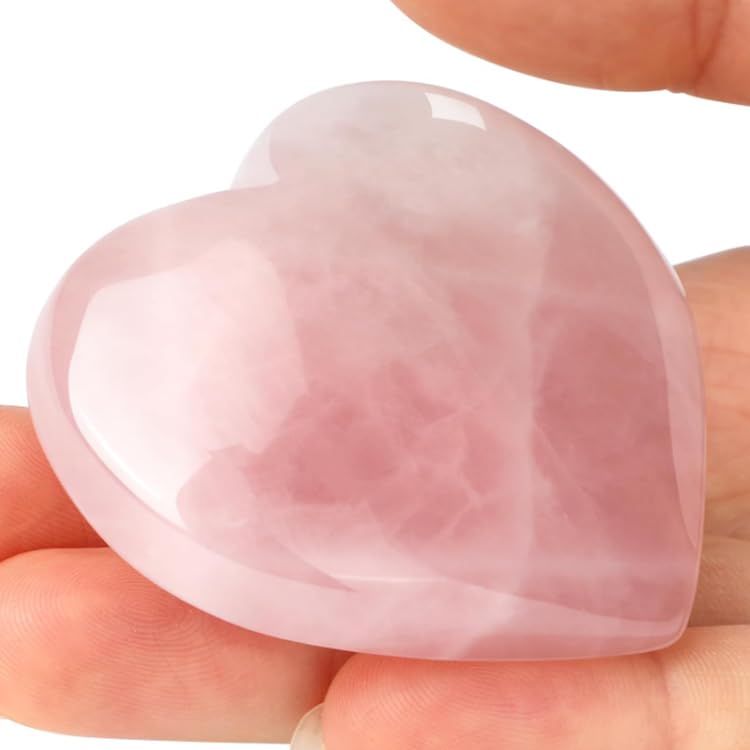 Ideayard corazon cuarzo rosa 45mm, pieza decorativa calmante para el hogar.