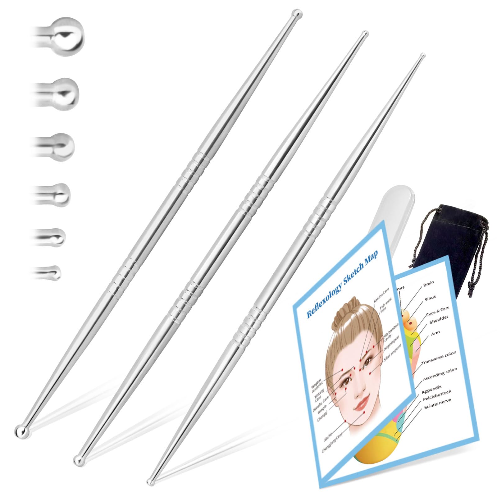 ideayard herramienta de reflexología facial con tres piezas para uso facial preciso