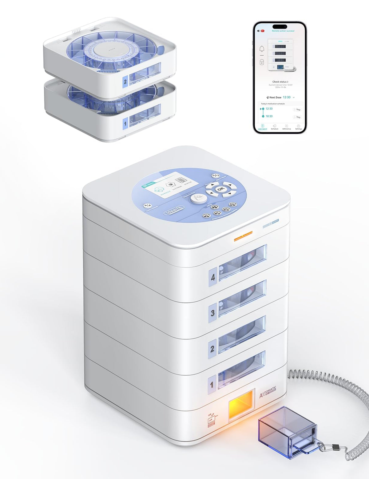 Ideerfit dispensador pastillas con 56 días y 4 bandejas para organización constante