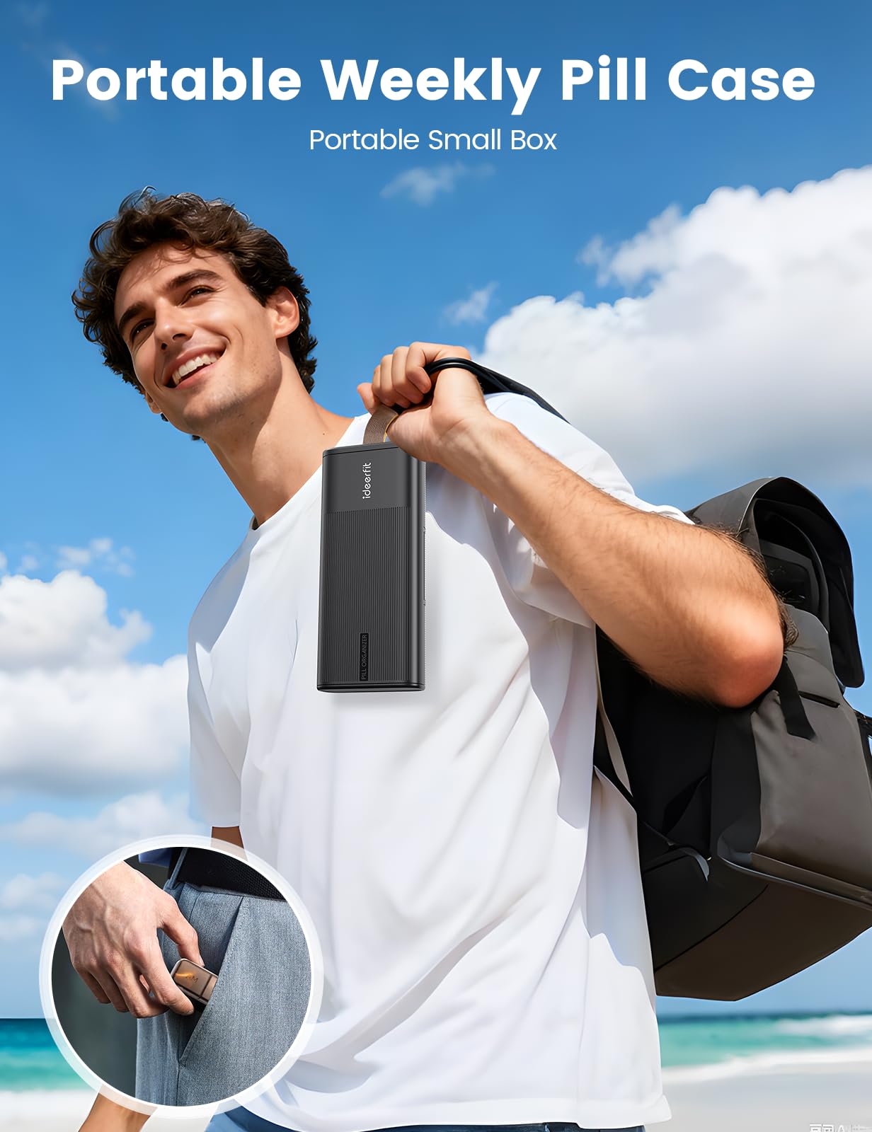 Ideerfit Organizador con desecante integrado para mantener píldoras frescas durante viajes.