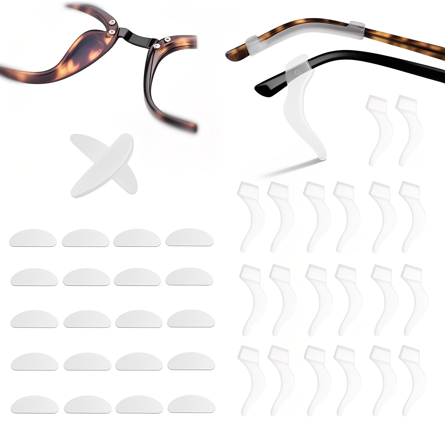 IDYUUEL Almohadillas nasales de silicona antideslizantes para gafas, confort duradero.