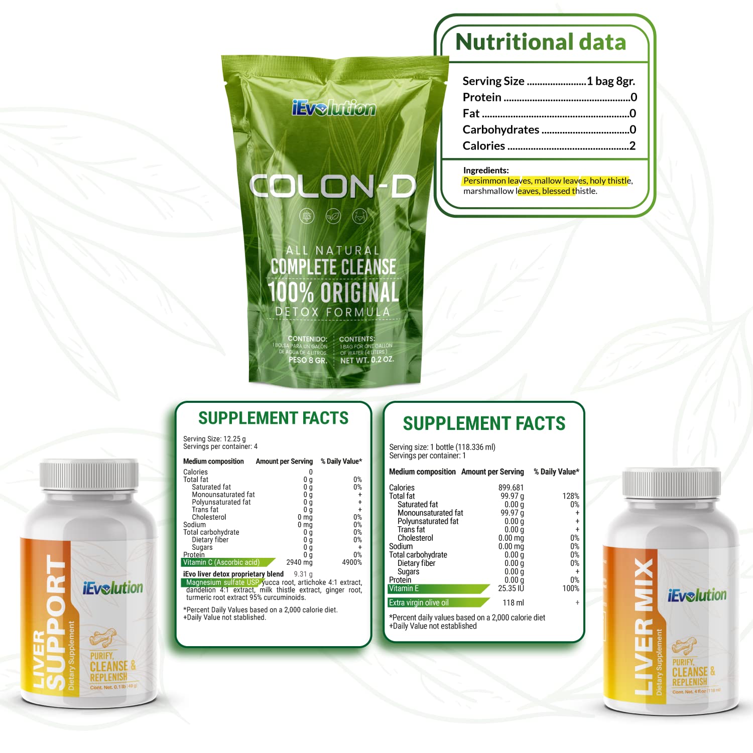 iEvolution ingredientes naturales visibles en etiqueta para detox suave