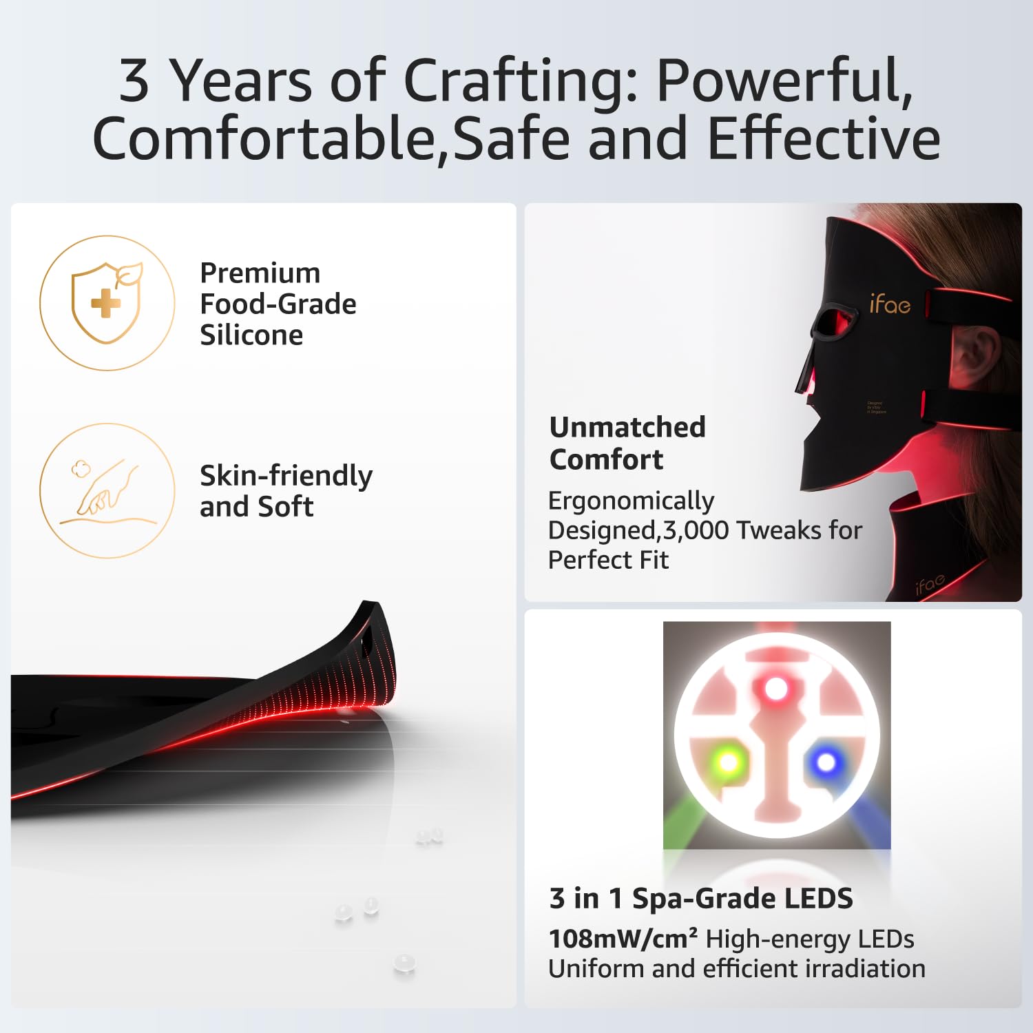 IFAE mascarilla luz infrarrojo cercano para cuello y escote, cobertura suave.