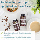 Igennus Focus cafeína natural y L-teanina para enfoque suave y sostenido.