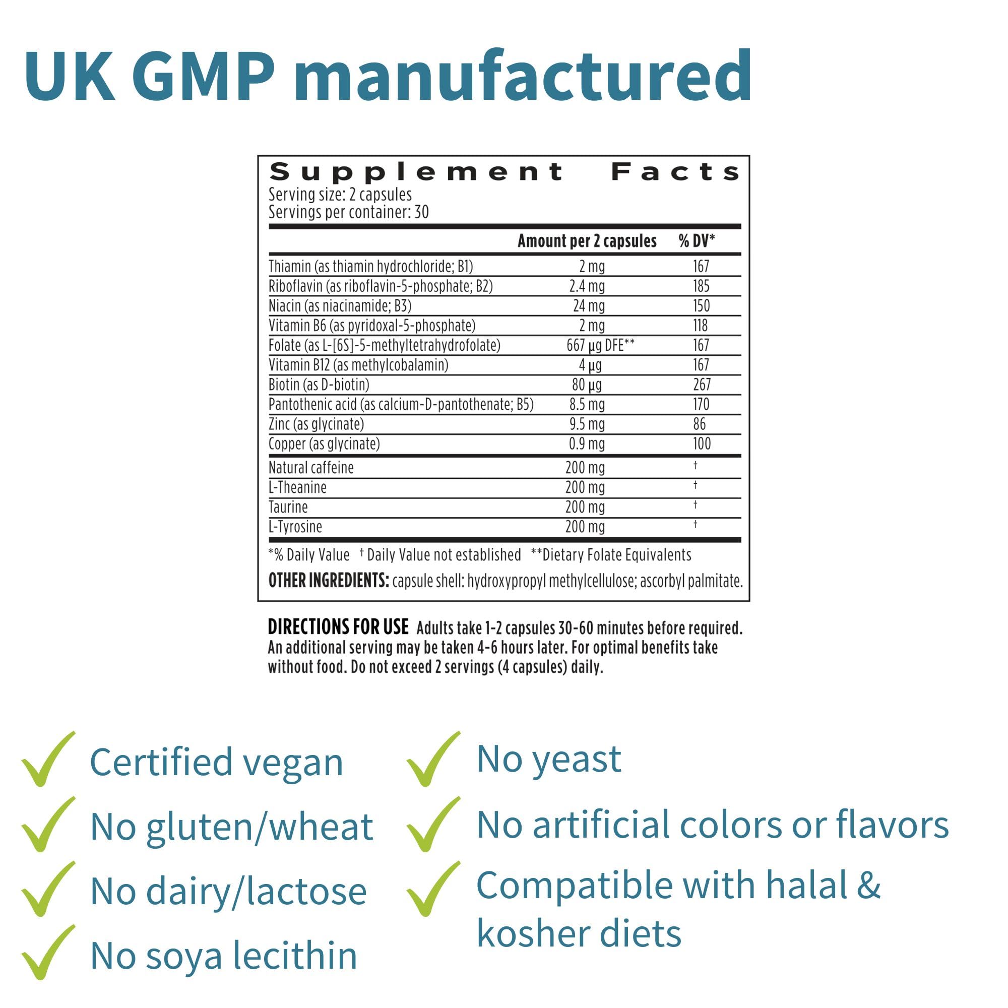 Igennus Focus fórmula vegana y fabricación GMP en Reino Unido.