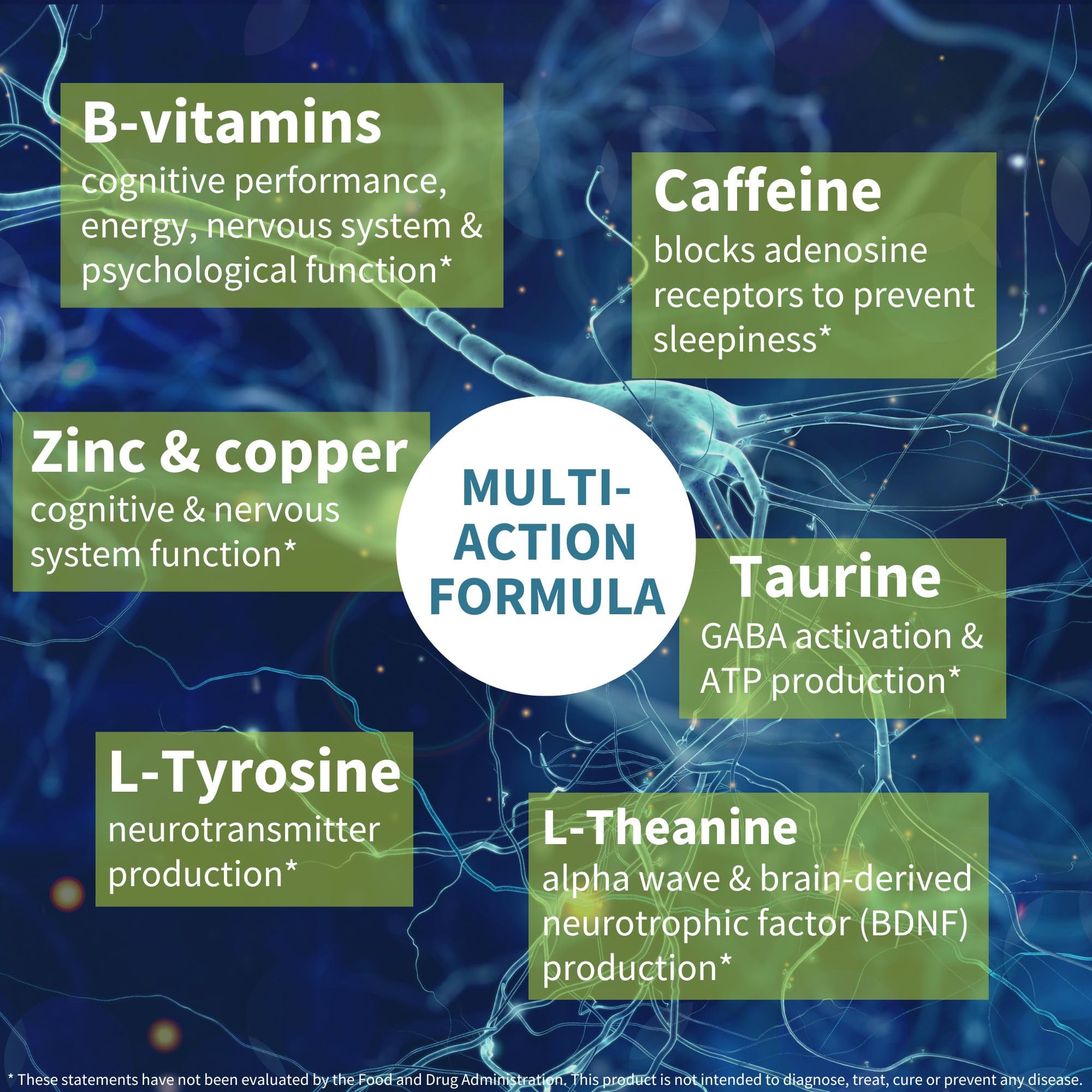Igennus Focus taurina y aminoácidos que apoyan neurotransmisores y foco.