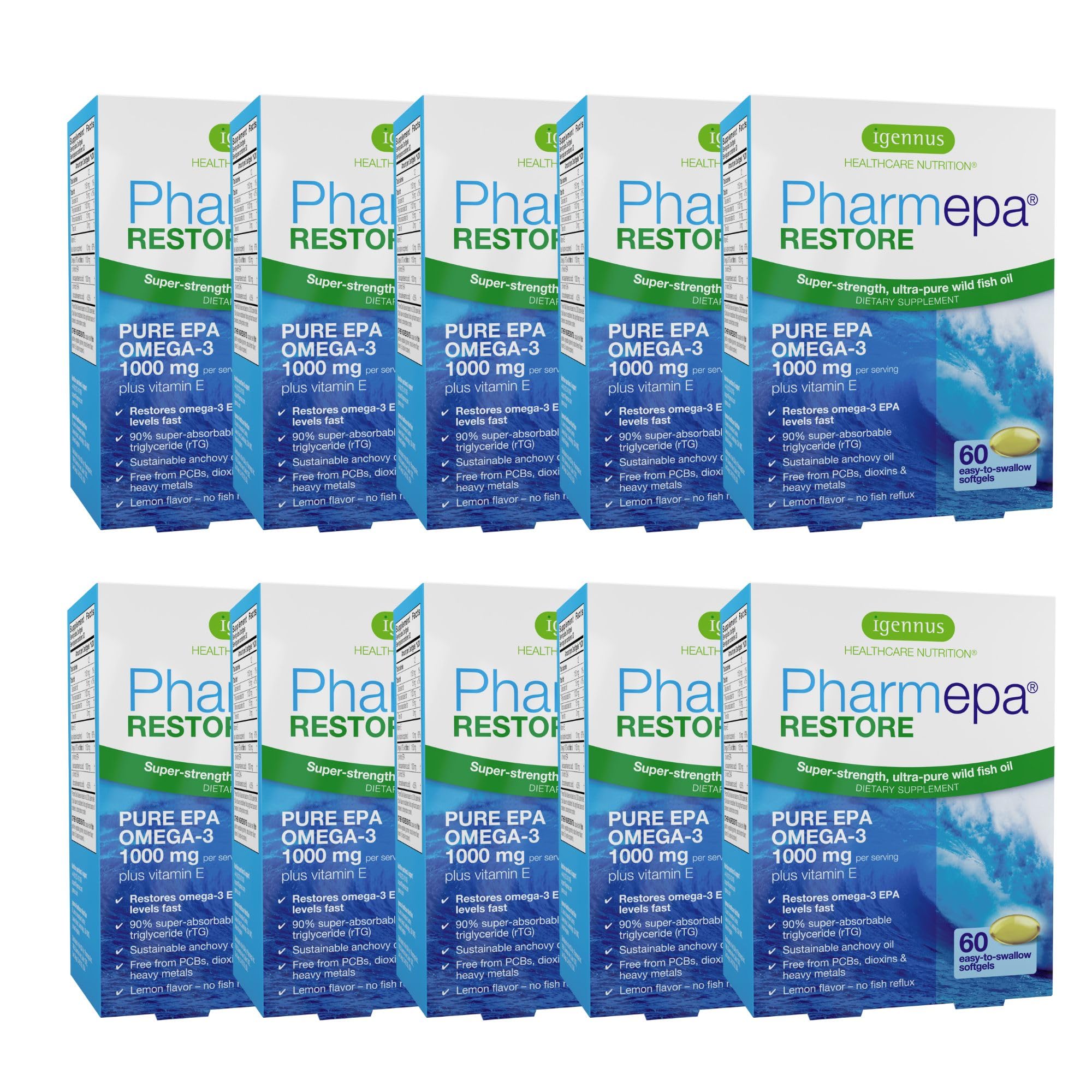 Igennus Pharmepa Restore, botella y cápsulas, opción de dosis flexible para uso diario