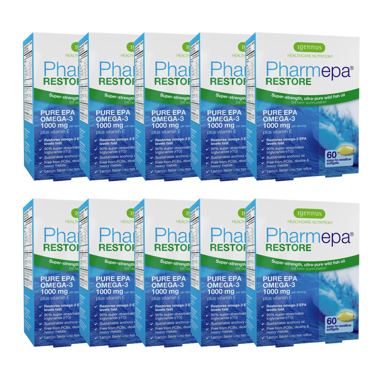 Igennus Pharmepa Restore, botella y cápsulas, opción de dosis flexible para uso diario