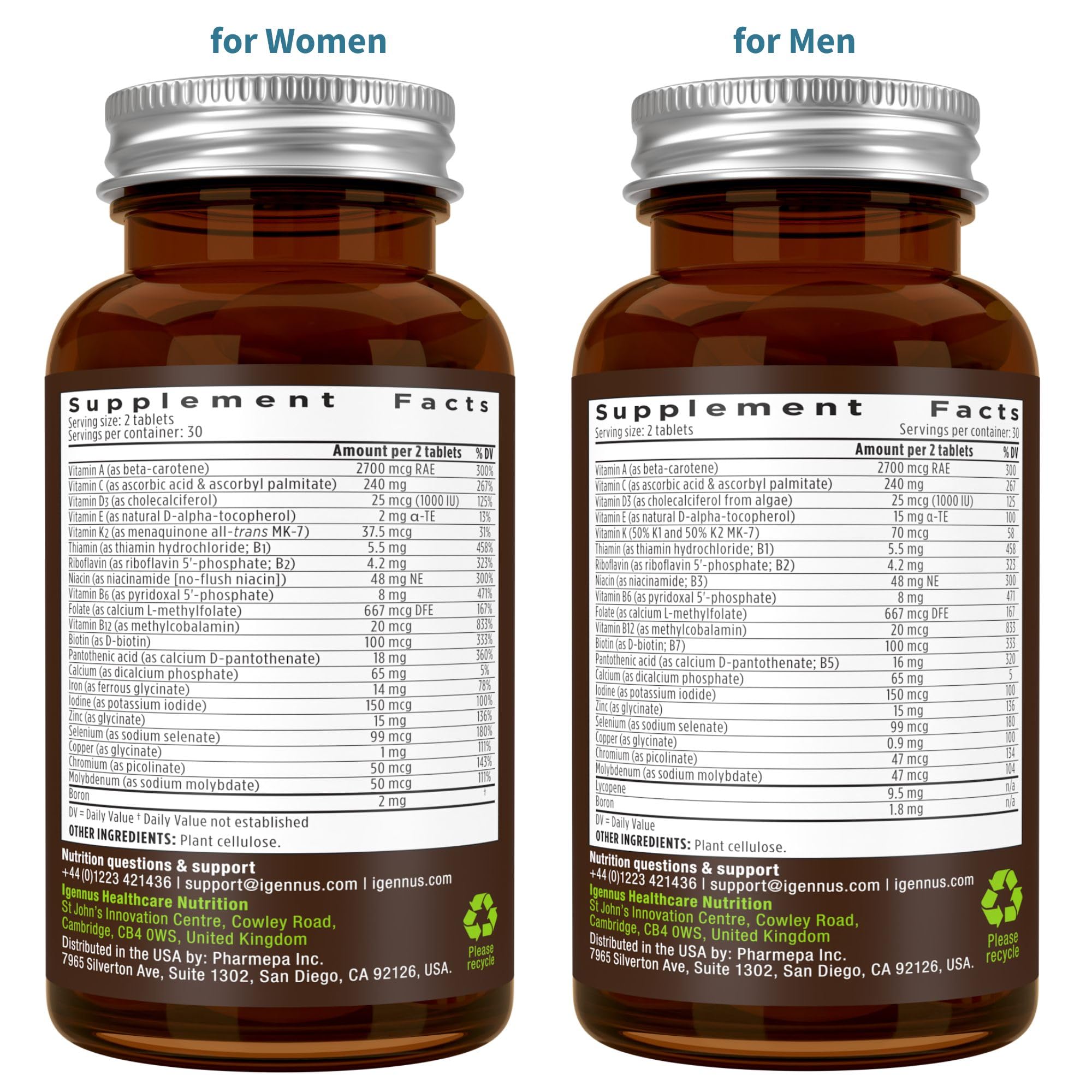 Igennus ingredientes verificados en laboratorio para pureza.