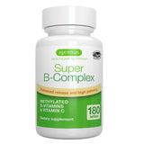 Igennus Super B-Complex, botella frontal, tabletas pequeñas para energía sostenida.