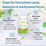 Igennus Super B-Complex, etiqueta detalle, informa sobre vitaminas methyladas para uso diario.