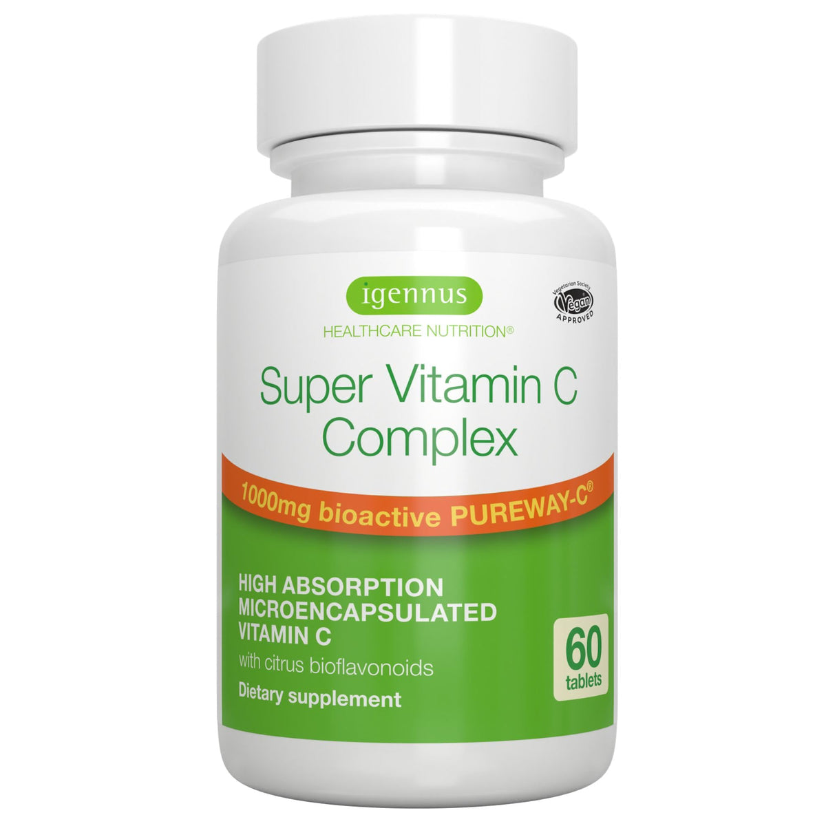 Igennus Vitamina C alta absorción en bote para energía diaria.