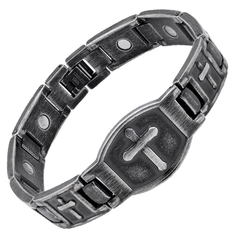iHeartDogs pulsera magnética Arlington con cruz para hombres y homenaje a veteranos