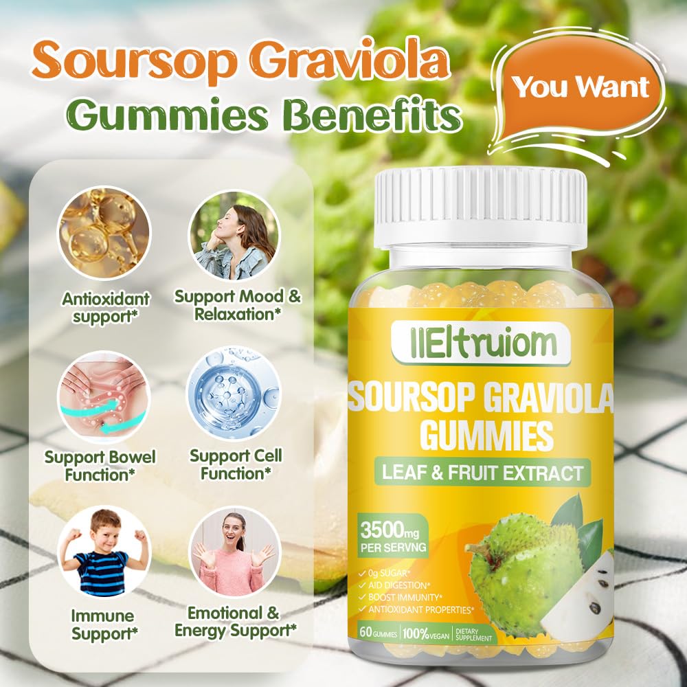 IIEltruiom gominolas de Guanábana, sabor frambuesa, fuente de antioxidantes